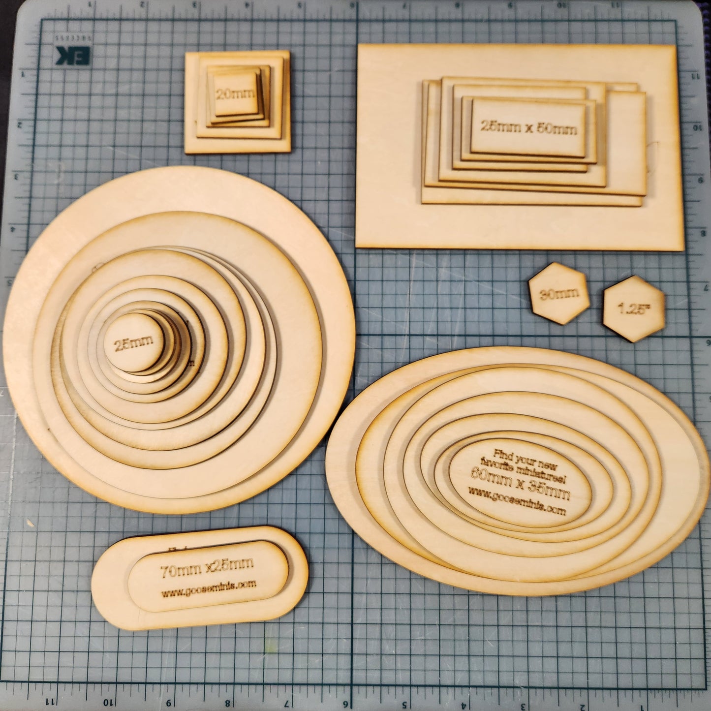Miniature Bases - 75x42mm Oval, 3mm thick Plywood