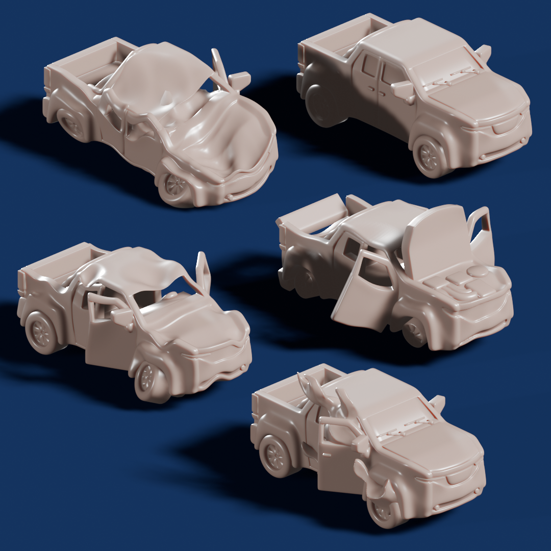 6mm Destroyed Cars - Porble Games