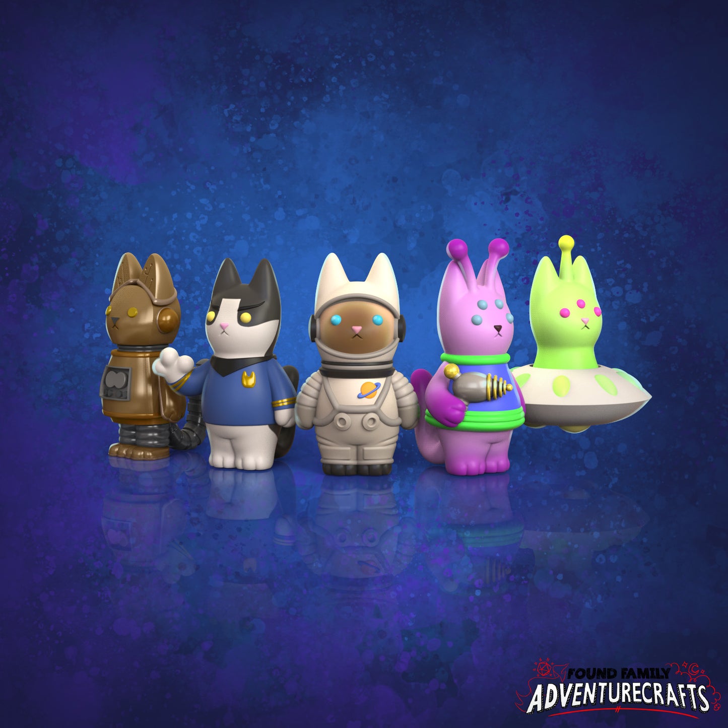 Scifi Peanut Cats, Cartoon Cat Adventurers - Found Family Adventurecrafts