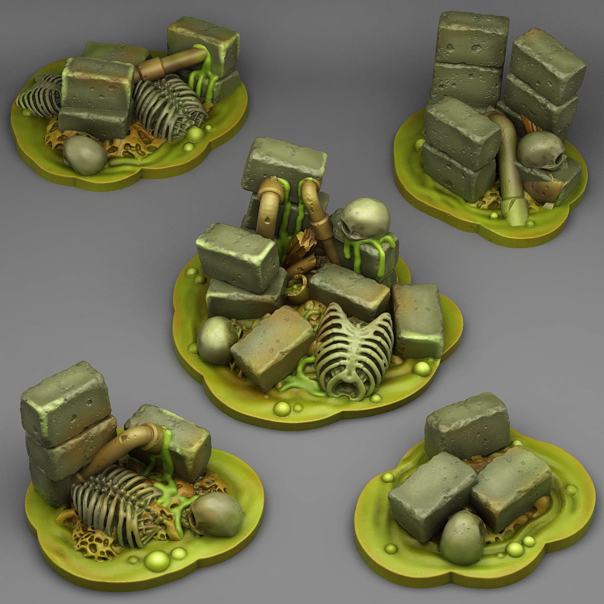 Toxic Ruins Scatter Terrain - Fantastic Plants and Rocks | Print Your Monsters | DnD | Wargaming