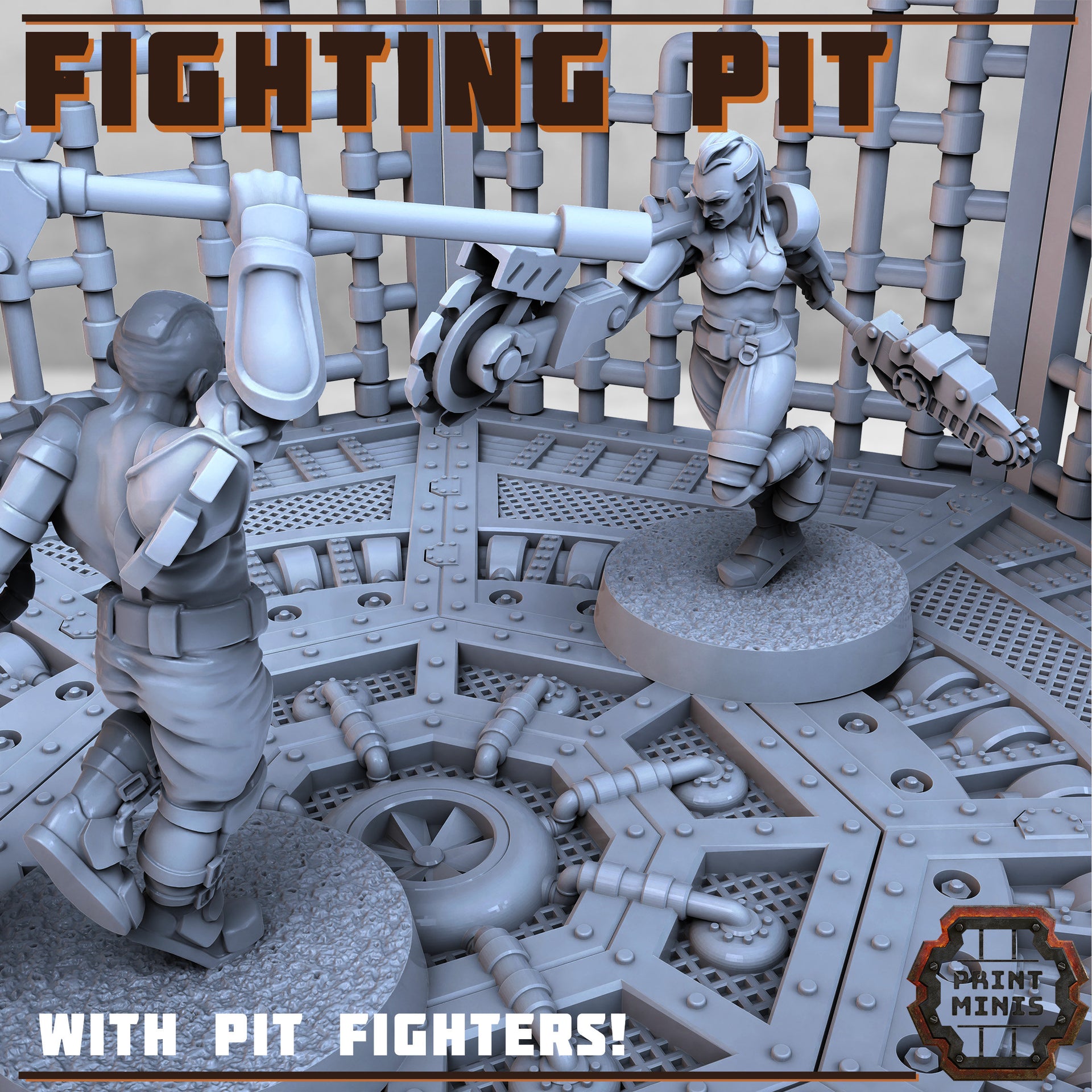 Fighting Pit- Print Minis | Sci Fi | Arena | Octagon