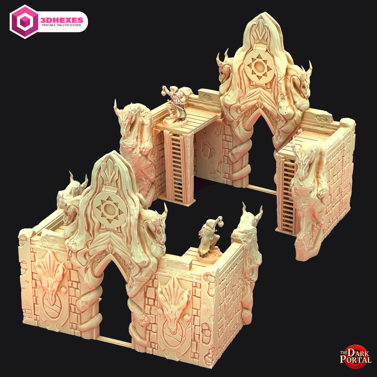 The Dragon Archway - Echoes of the Dark Portal by 3dHexes | Ancient Ruins Terrain for Roleplaying and Gaming | Gateway | Fort
