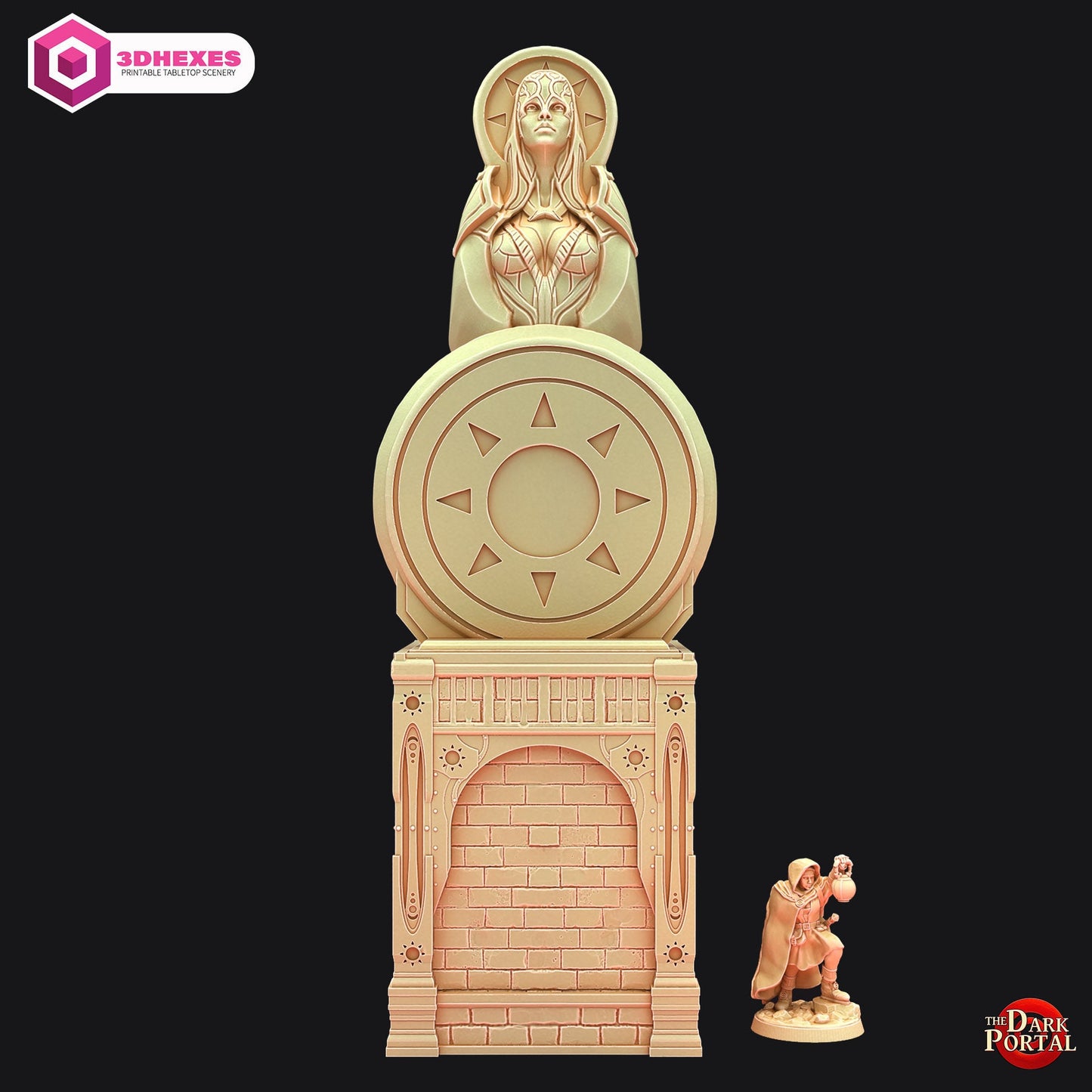 Fiery Guardian - Echoes of the Dark Portal by 3dHexes | Ancient Ruins Terrain for Roleplaying and Gaming | Ancient | Statue | Temple