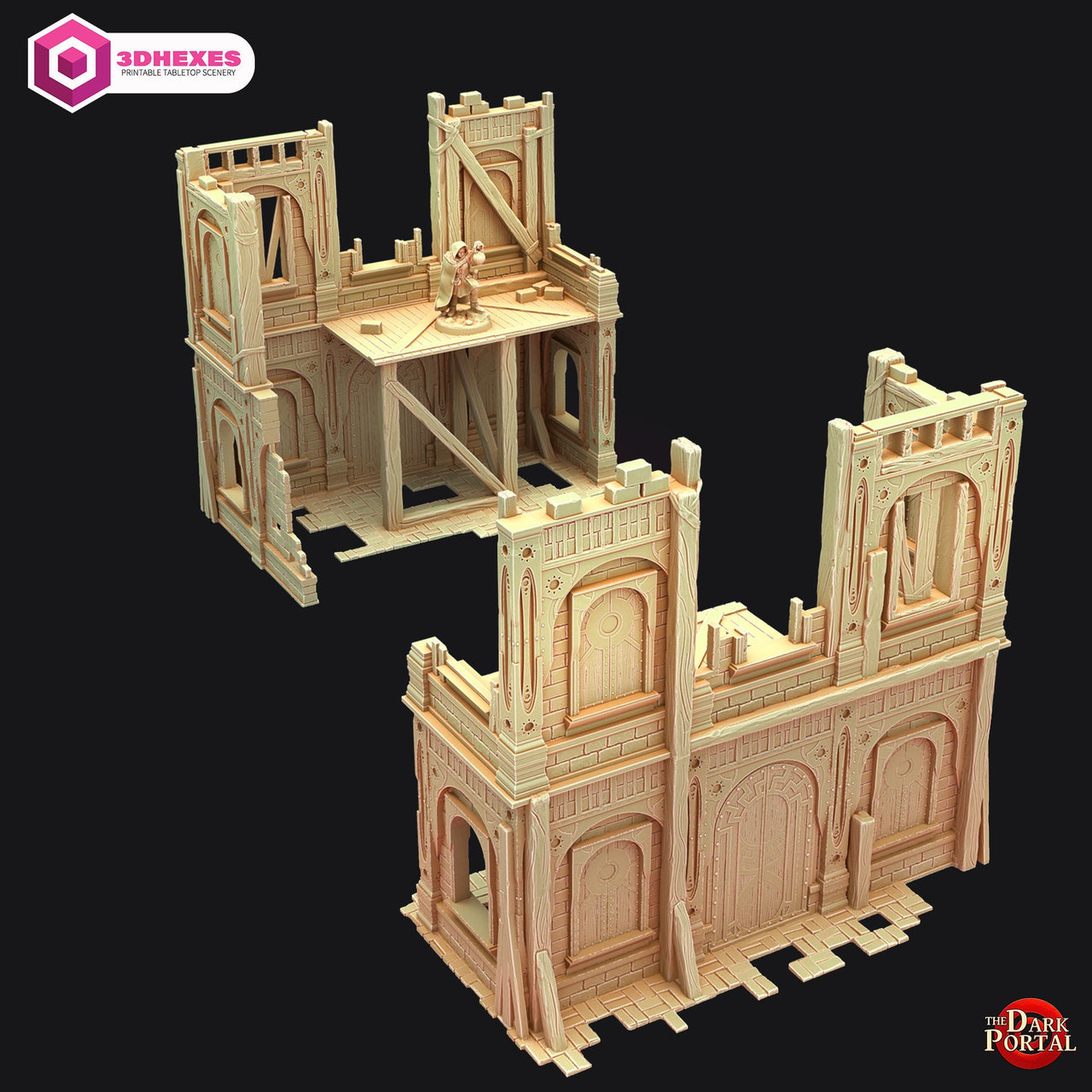 Two Story Building - Echoes of the Dark Portal by 3dHexes | Ancient Ruins Terrain for Roleplaying and Gaming | Filament | Temple