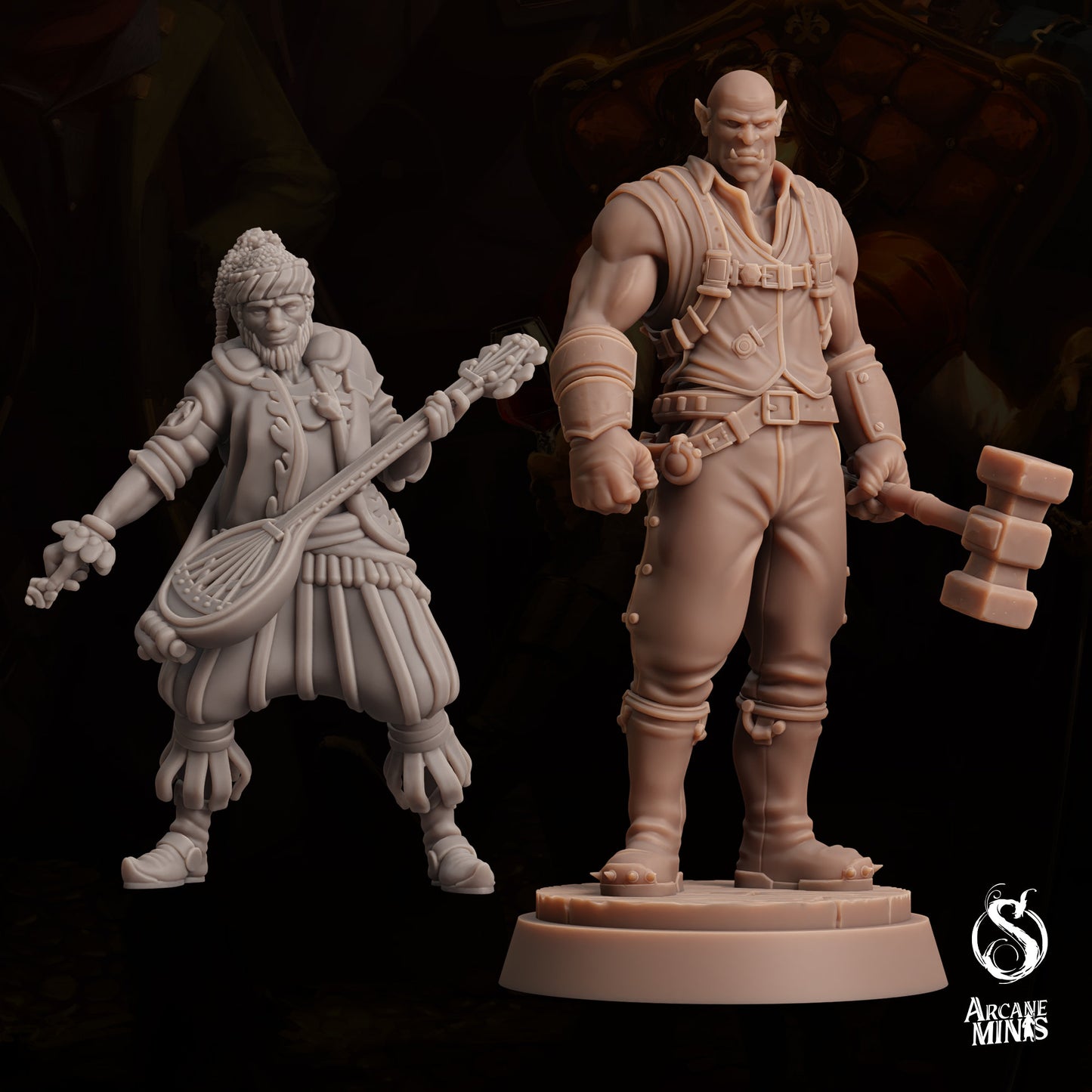 Half-Orc Brawler - Arcane Minis | 32mm | The Queens Deceit | Engineer | Mechanic