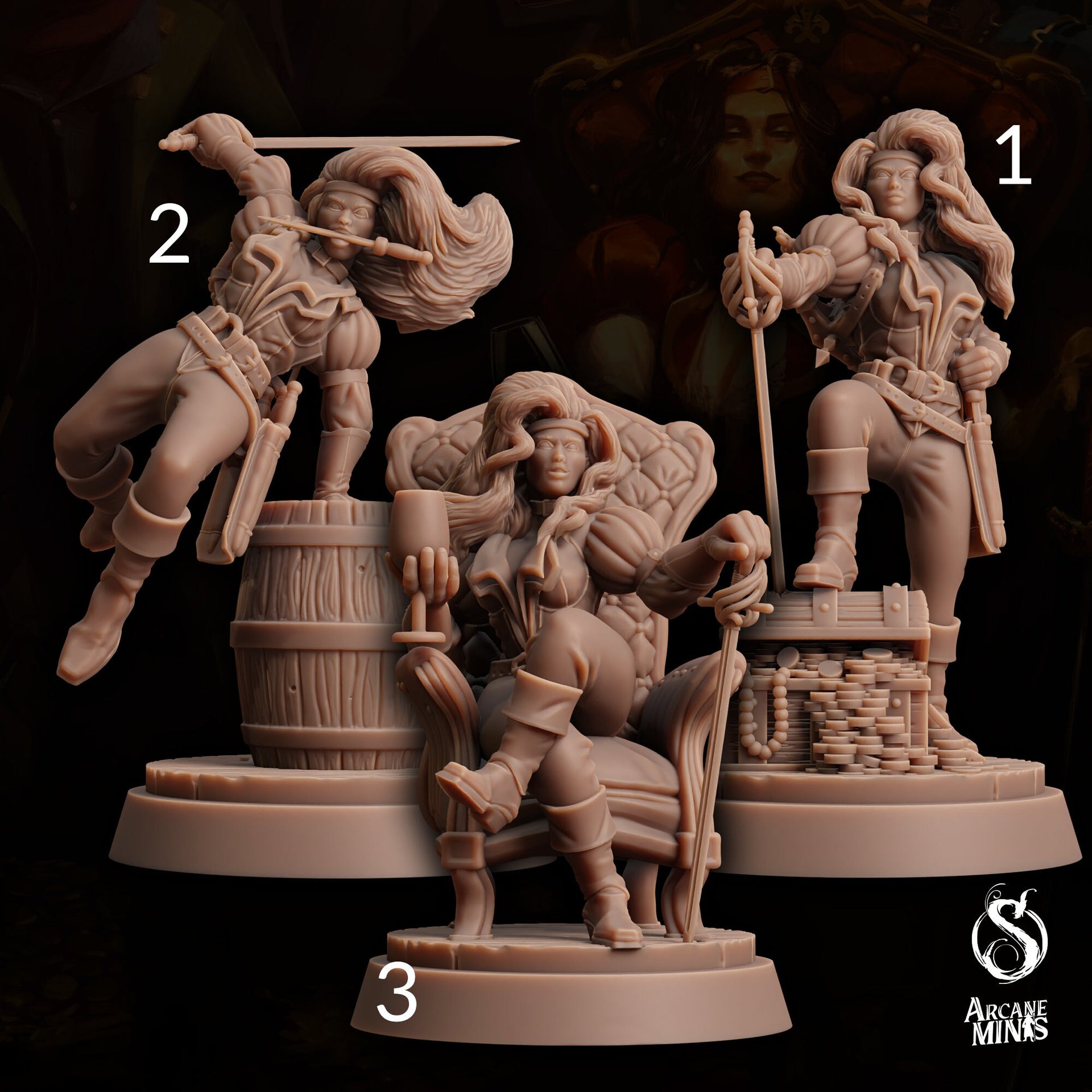 Human Pirate Queen - Arcane Minis | 32mm | The Queens Deceit | Rogue | Bandit