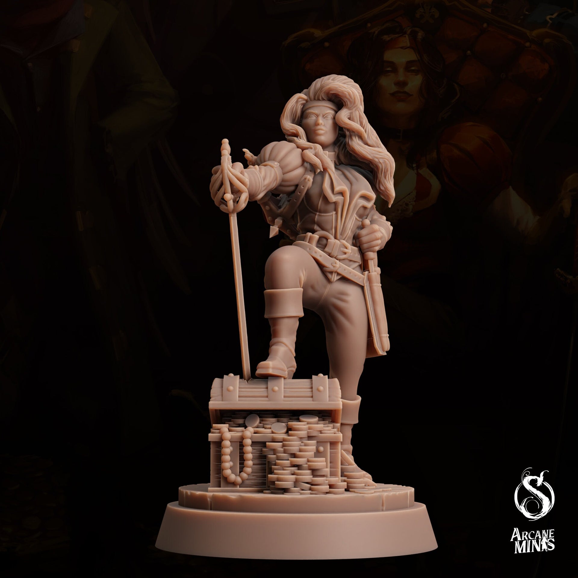Human Pirate Queen - Arcane Minis | 32mm | The Queens Deceit | Rogue | Bandit
