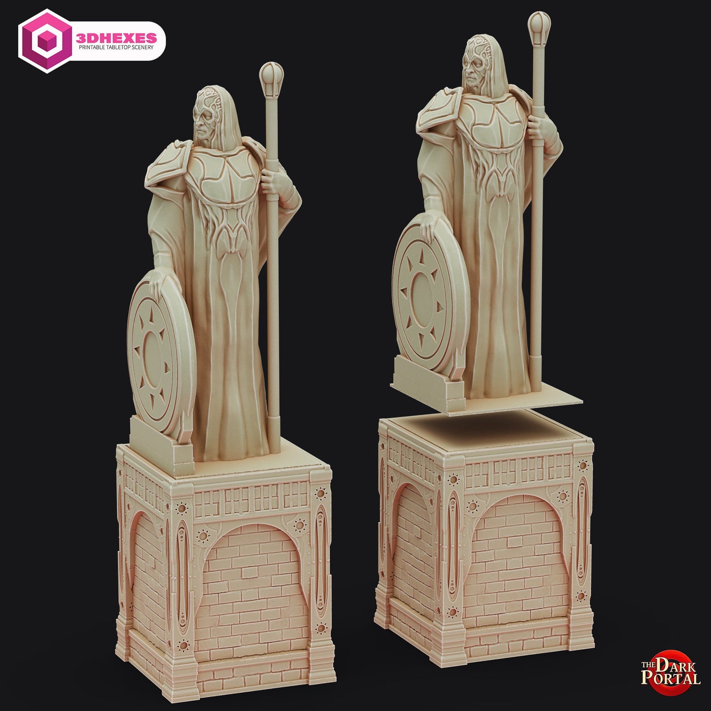 Fiery Guardian - Echoes of the Dark Portal by 3dHexes | Ancient Ruins Terrain for Roleplaying and Gaming | Ancient | Statue | Temple