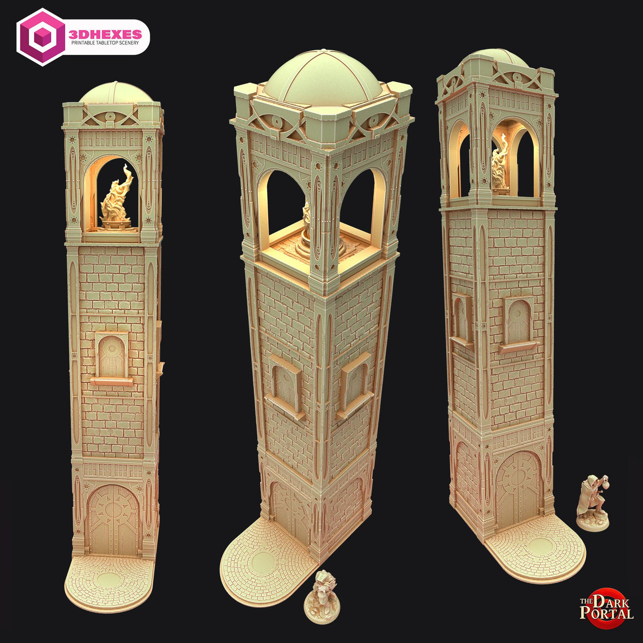 Beacon Tower - Echoes of the Dark Portal by 3dHexes | Ancient Ruins Terrain for Roleplaying and Gaming | Filament | Guard Post | Watch