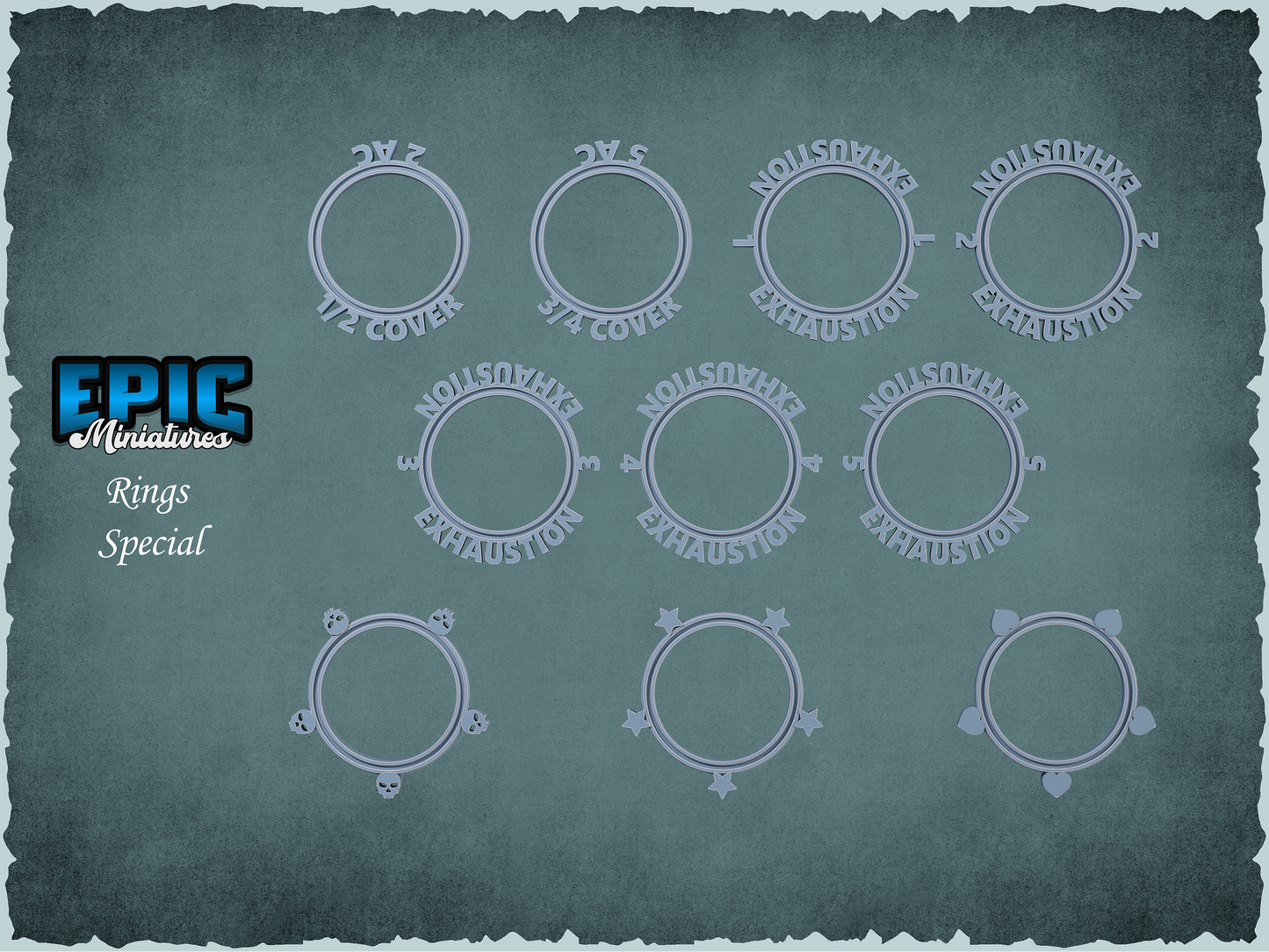 Base Status Rings - Epic Miniatures | 32mm Scale | 150+ Conditions!
