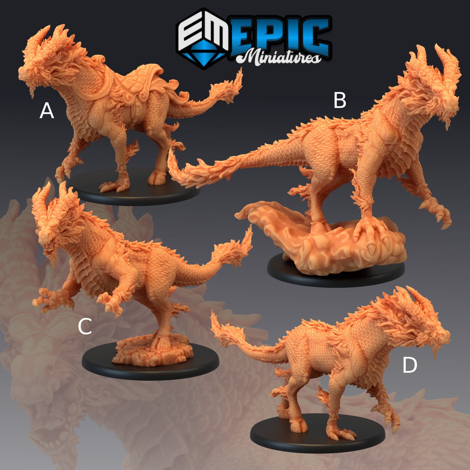 Qilin White Dragon Horse - Epic Miniatures