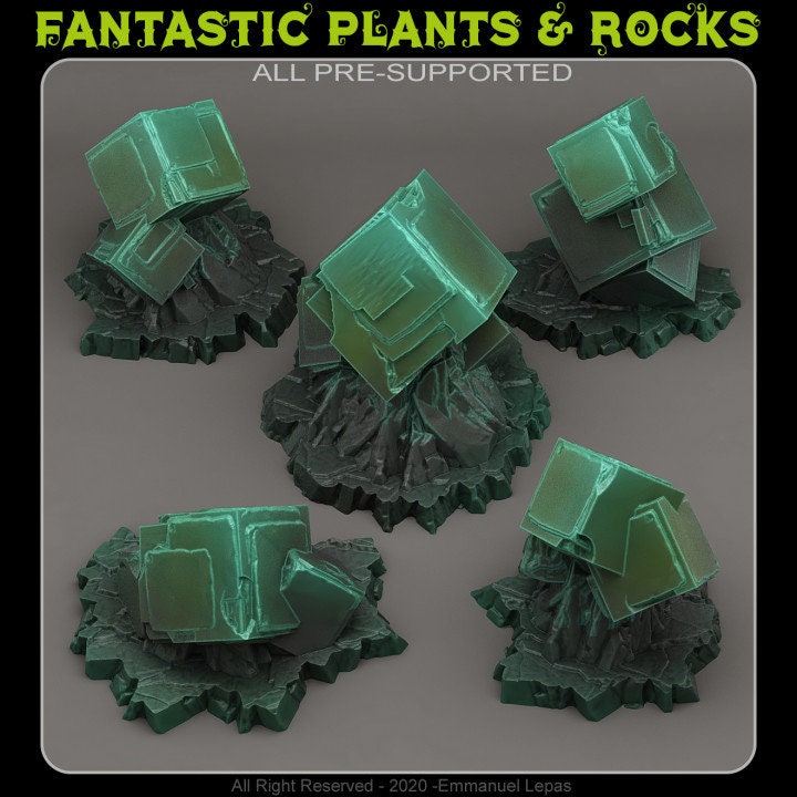 Sci Fi Cubic Stones Scatter Terrain - Fantastic Plants and Rocks