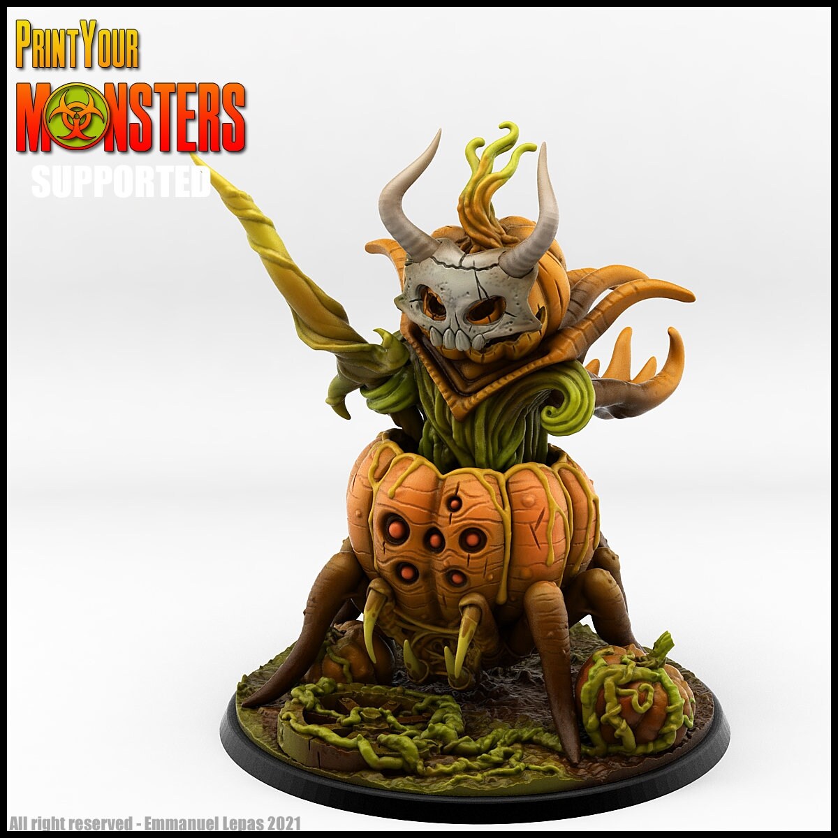 Pumpkin Lord on Spider Mount - Print Your Monsters