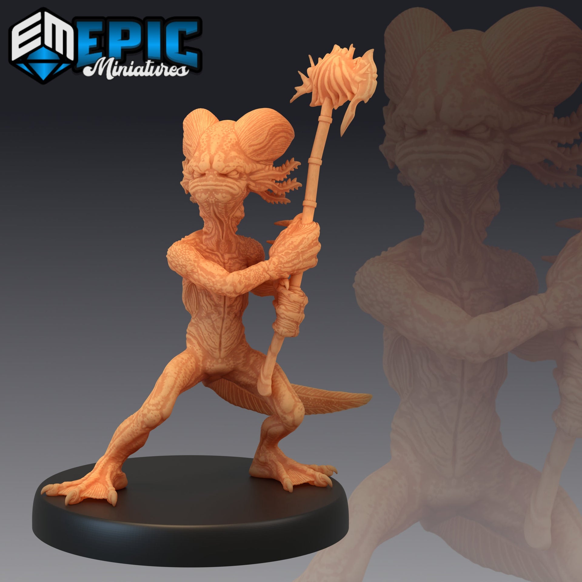 Grumpy Axolot lWarrior - Epic Miniatures