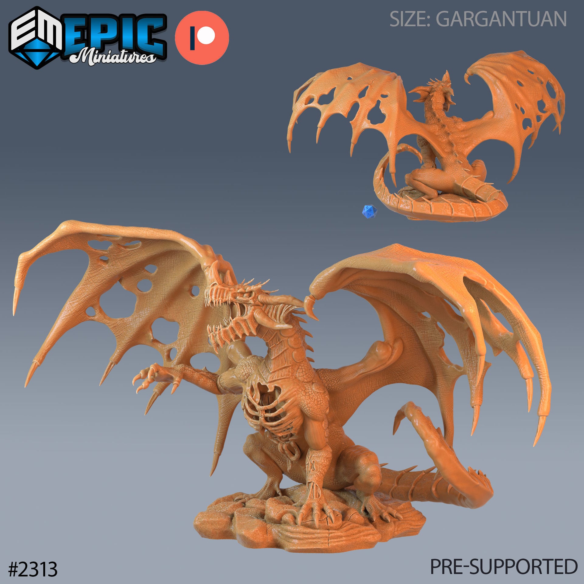 Ancient Blue Dragon Zombie - Epic Miniatures