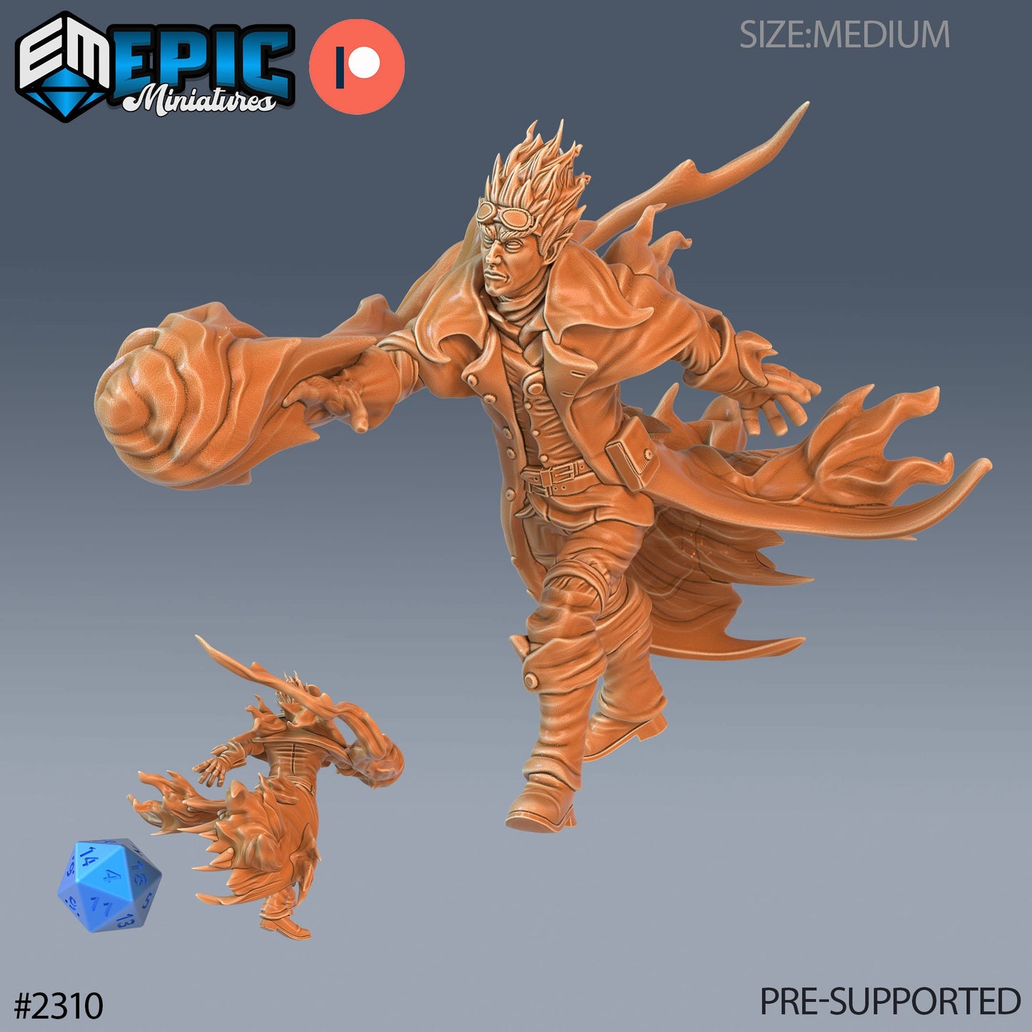 Fire Genasi Adventurer - Epic Miniatures