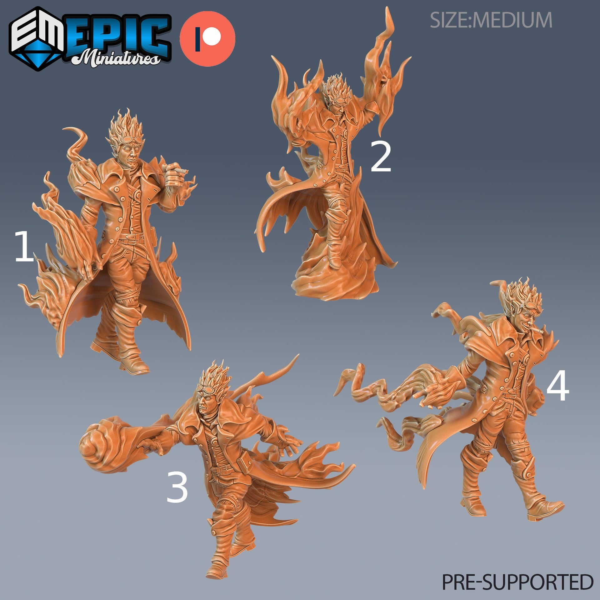 Fire Genasi Adventurer - Epic Miniatures