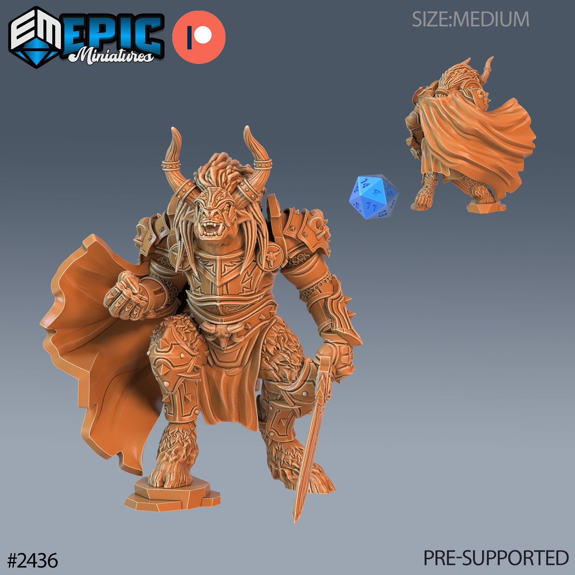 Wooly Minotaur Paladin - Epic Miniatures