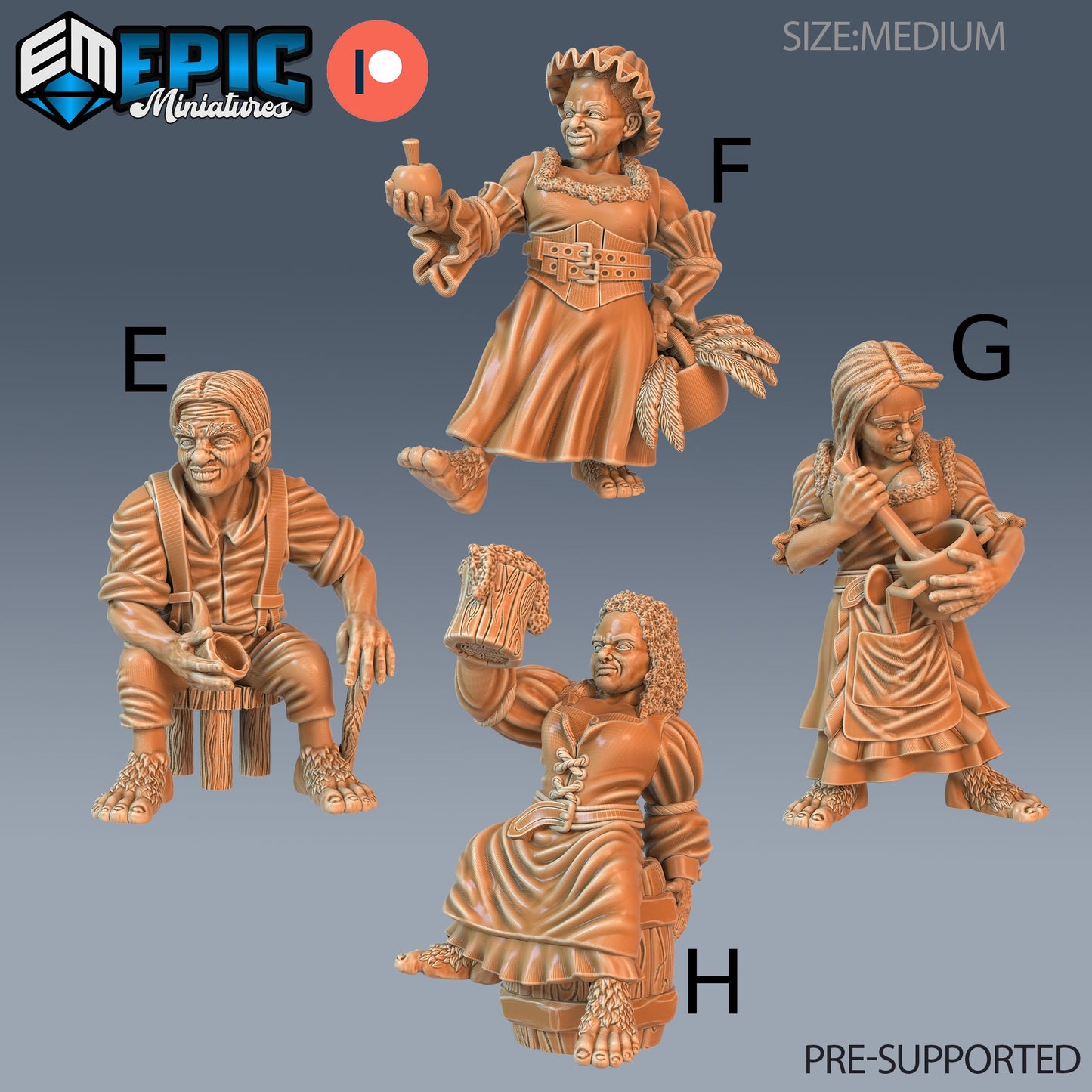 Halfling Villagers- Epic Miniatures