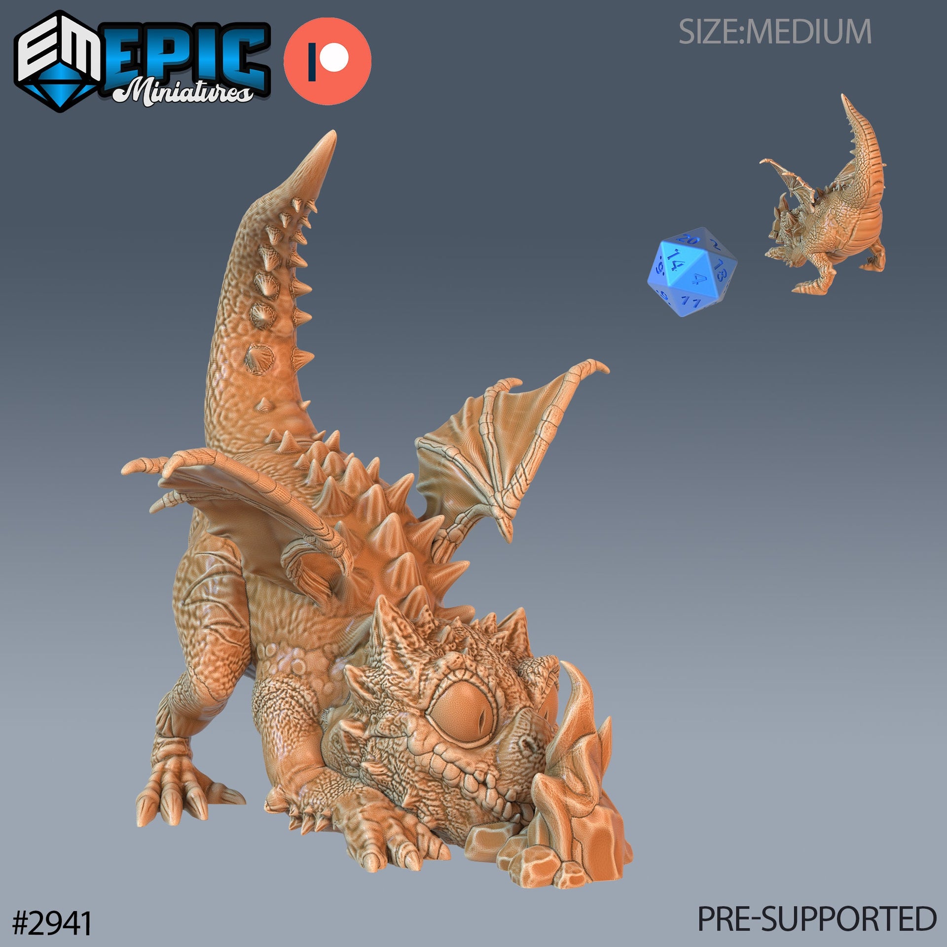 Baby Dragon - Epic Miniatures | Pathfinder | 28mm | 32mm | Lizard | Drake