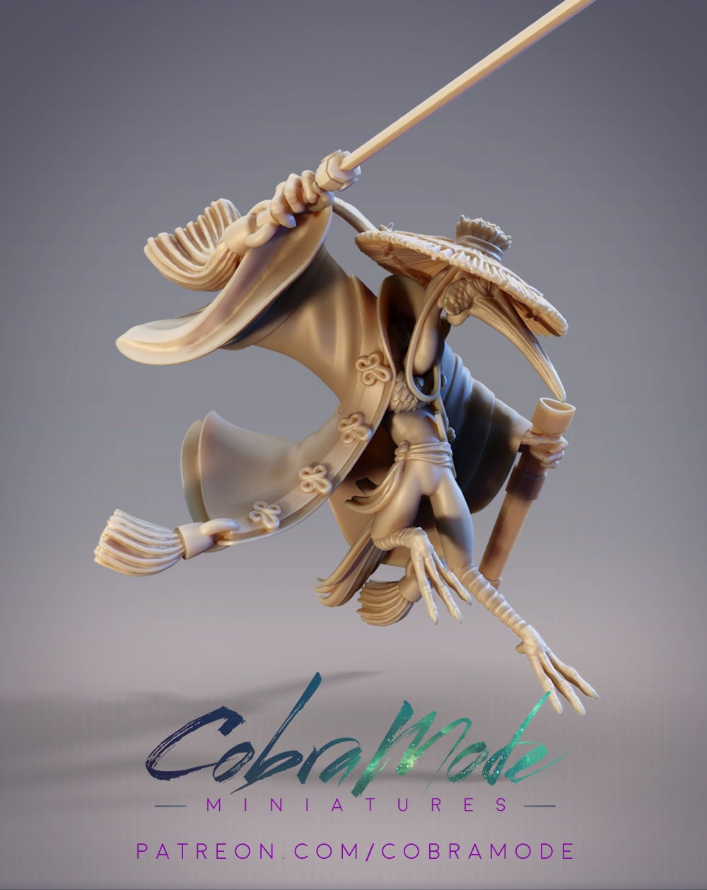 Feixian Heavenly Swordsman Qingshan, Crane Swordsman - CobraMode | MiniatureWargaming | Roleplaying Games | 32mm | 54mm