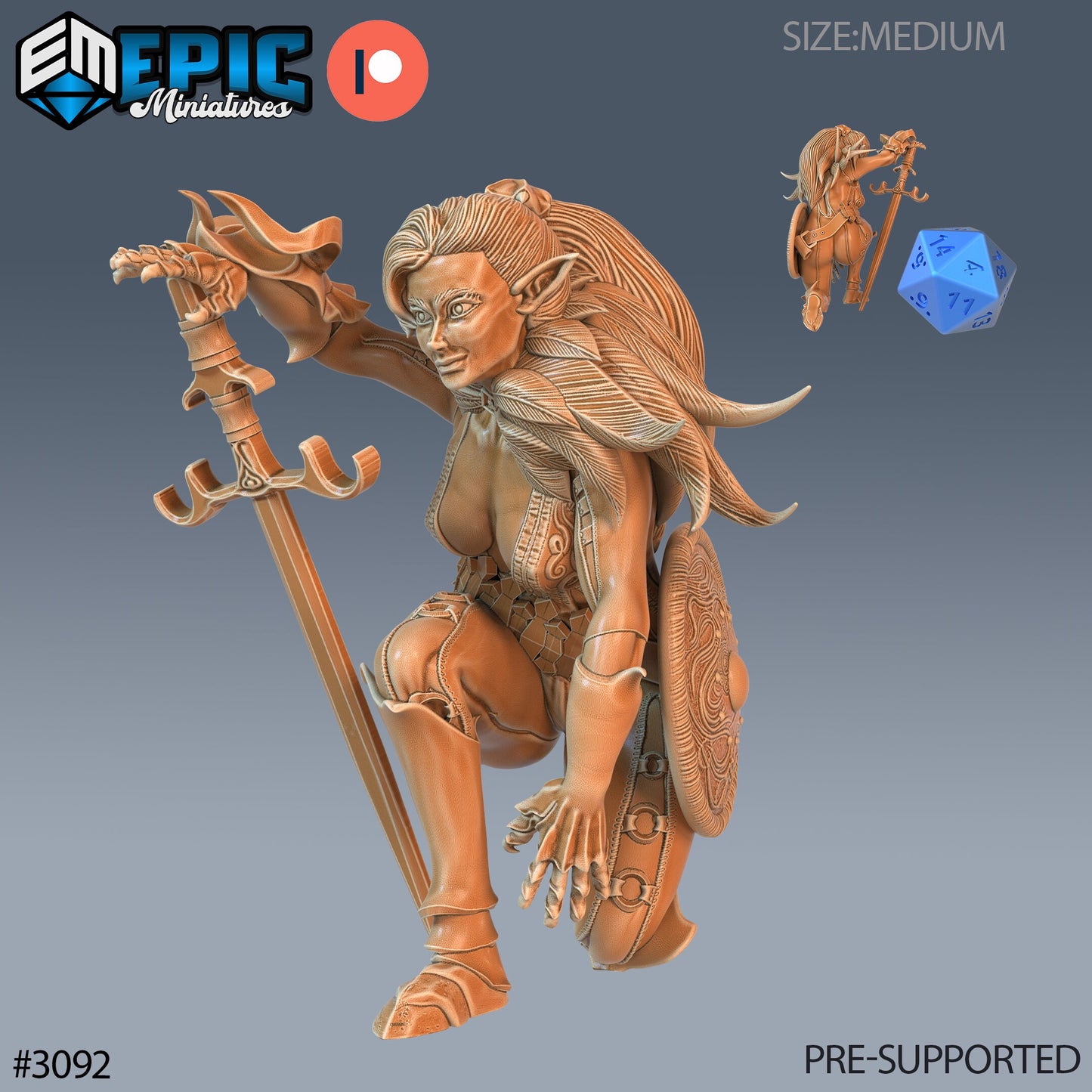 Elf Fighter Female Player Character- Epic Miniatures | 28mm | 32mm | Warrior | Ranger | Mercenary