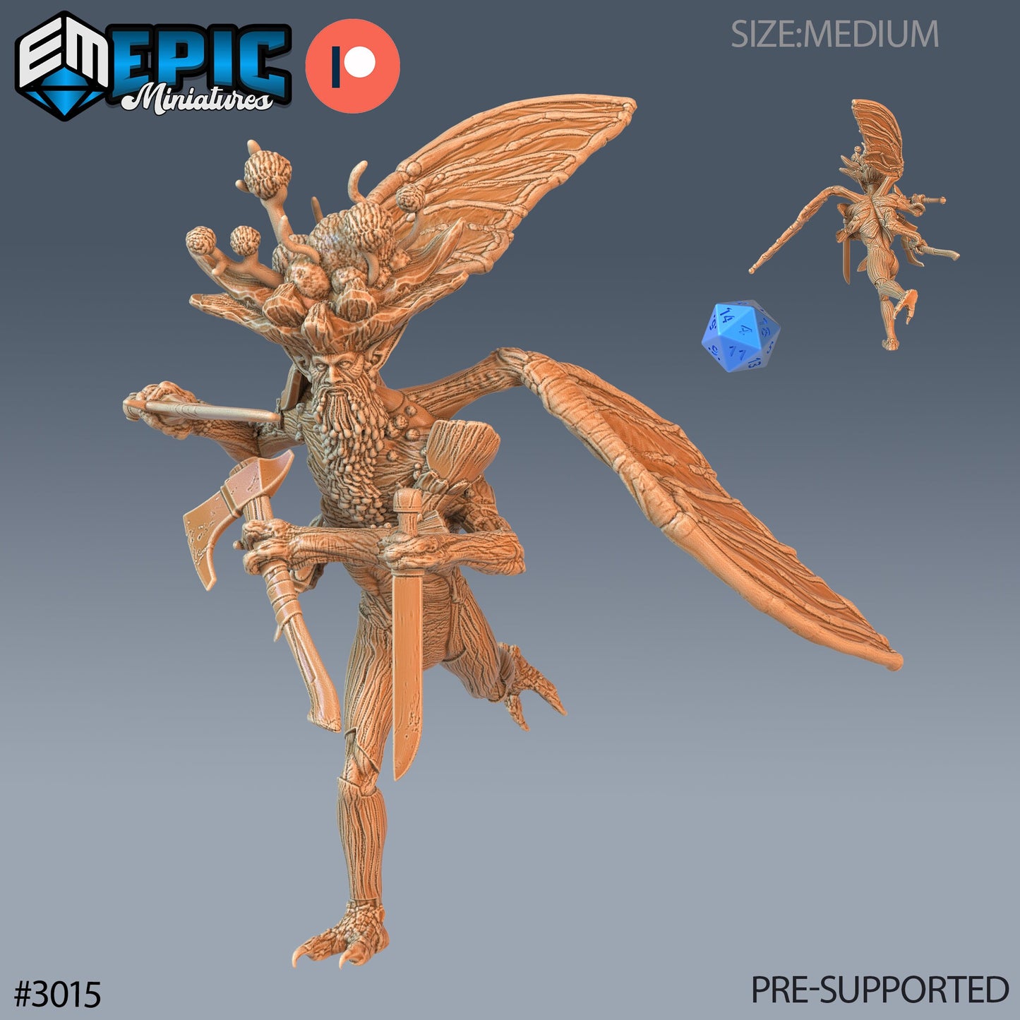 Ancient Spore Druid - Epic Miniatures | Pathfinder | 28mm | 32mm | Mushroom Folk | Fungus | Shaman | Insect