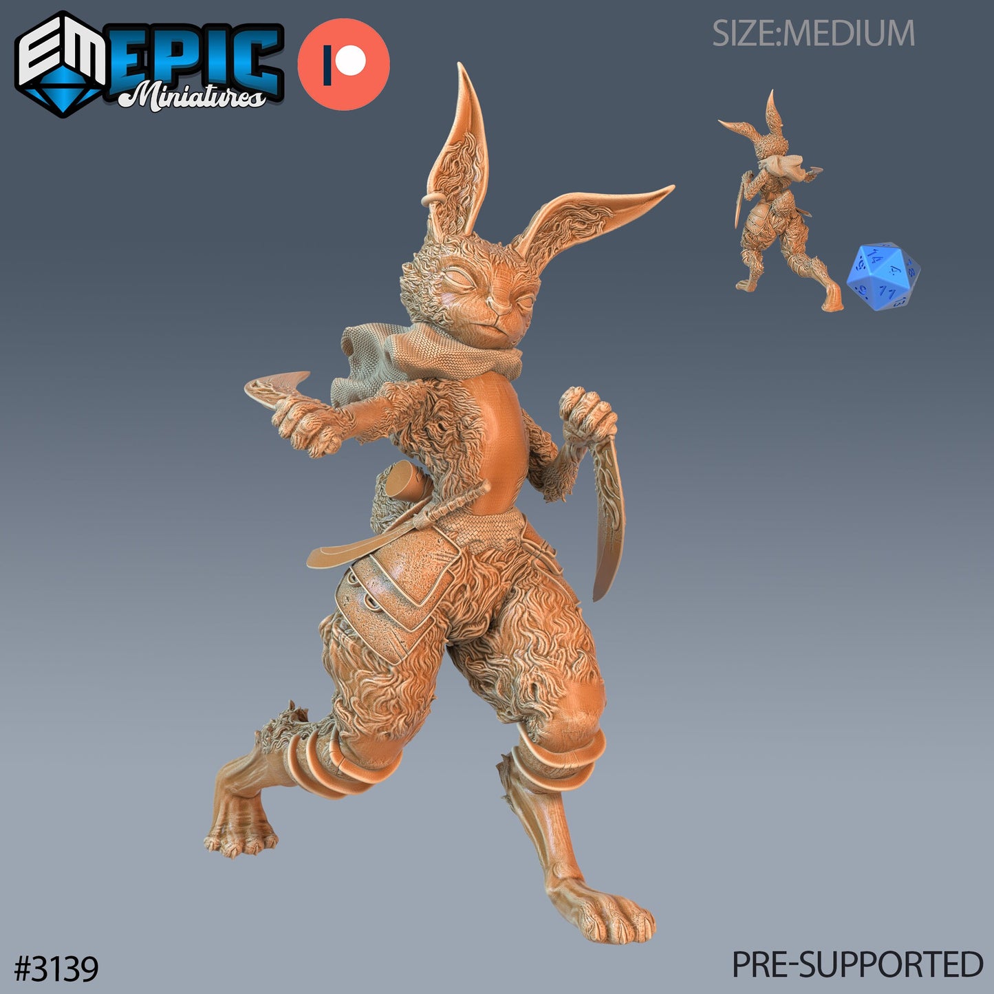 Rabbit Folk Warior - Epic Miniatures | 28mm | 32mm | Easter Surprise | Fighter | Assassin | Bunny | Rogue | Bandit