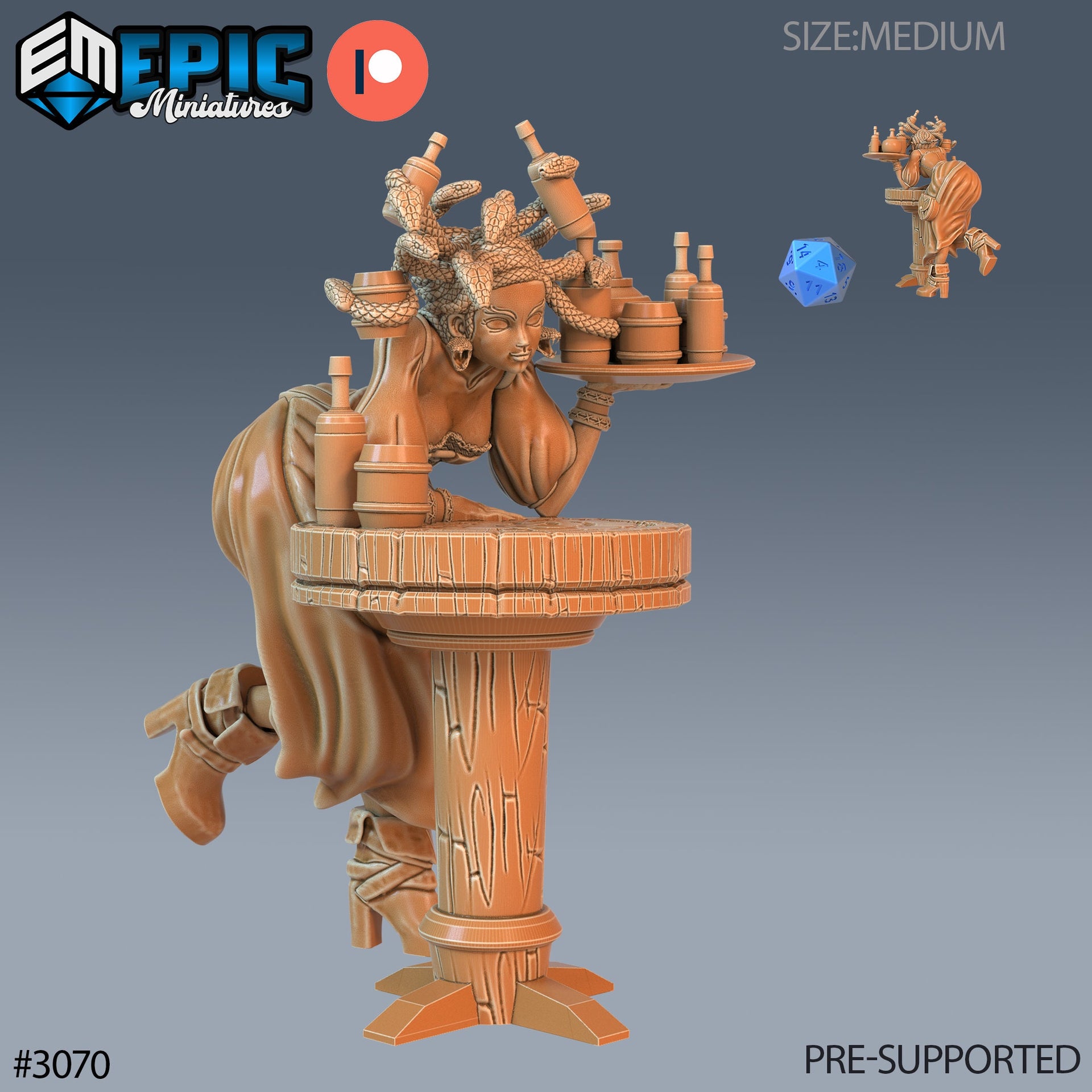 Gorgon Waitress - Epic Miniatures | 28mm | 32mm | Medusa | Tavern | Bartender