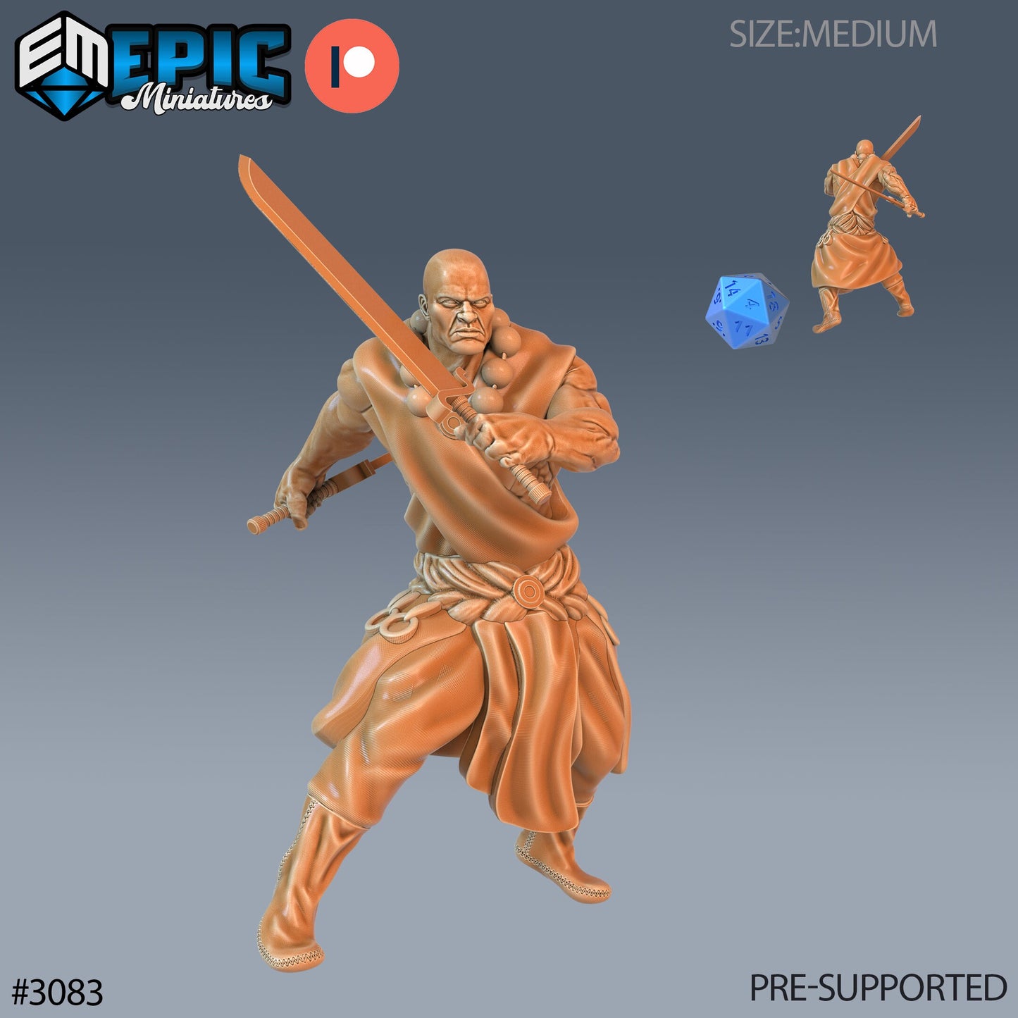 Monk Player Character- Epic Miniatures | 28mm | 32mm | Fighter | Martial Artist