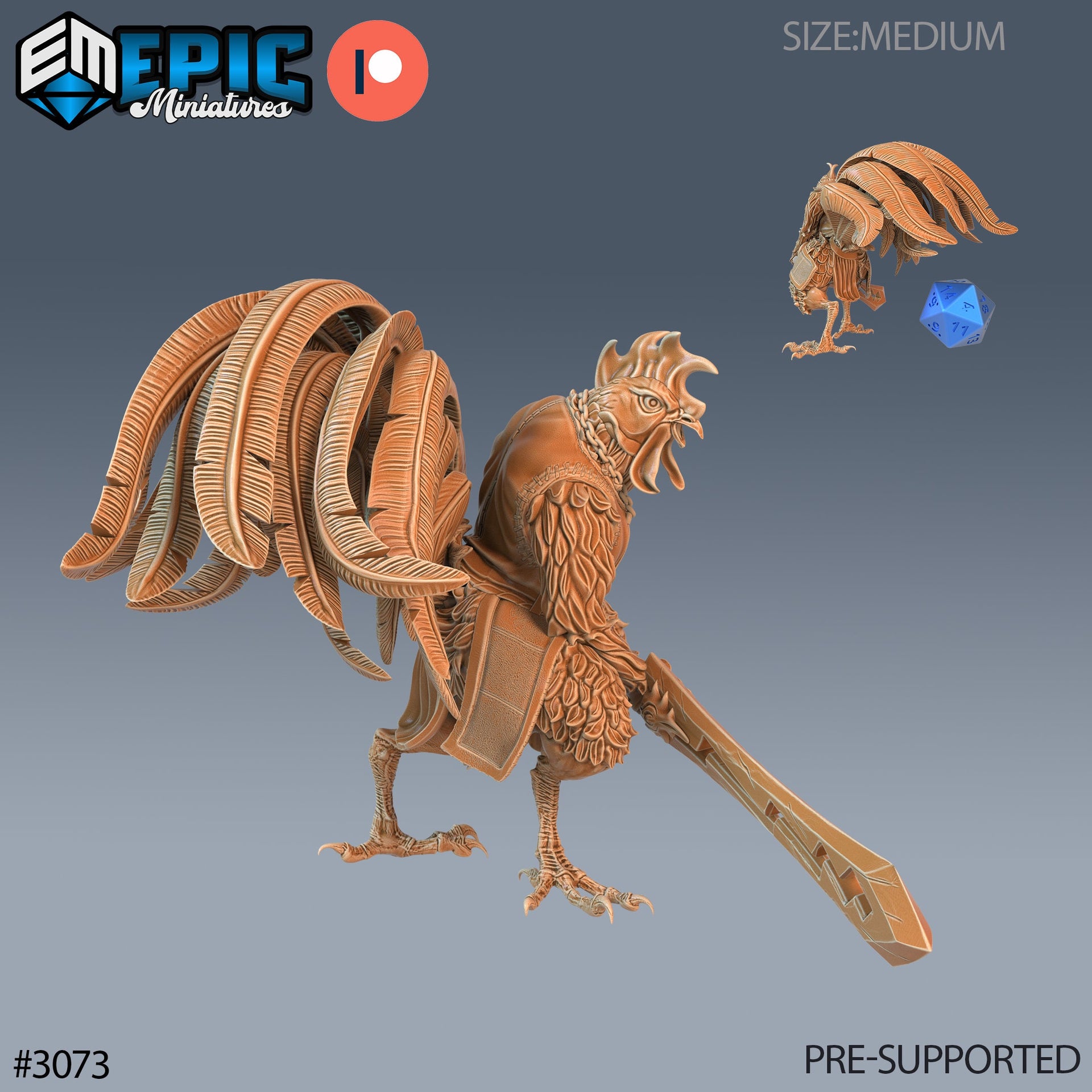 Rooster Warrior - Epic Miniatures | 28mm | 32mm | Fighter | Birdfolk | Chicken | Sword