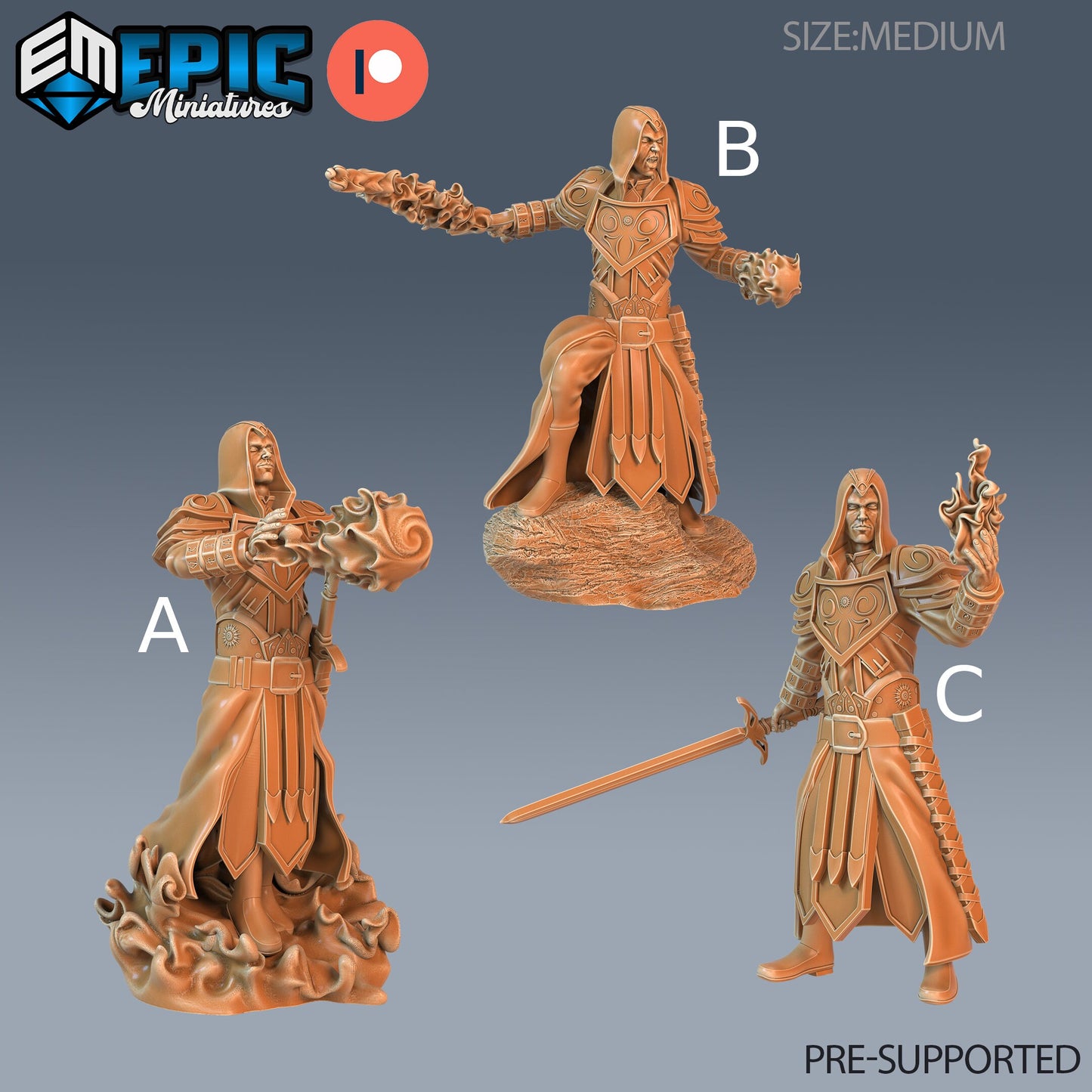 Warlock Player Character- Epic Miniatures | 28mm | 32mm | Wizard | Sorcerer | Paladin | Pyromancer