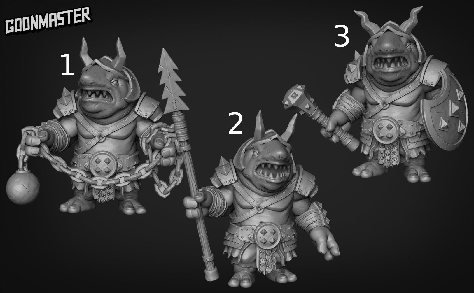 Shark Berserker - Goonmaster | Miniature | Wargaming | Roleplaying Games | 32mm | Collective | Fighter | Gladiator | Guard