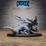 Young Horn Dragon - Epic Miniatures | 28mm | 32mm | PC | Black | Drake | Hatchling