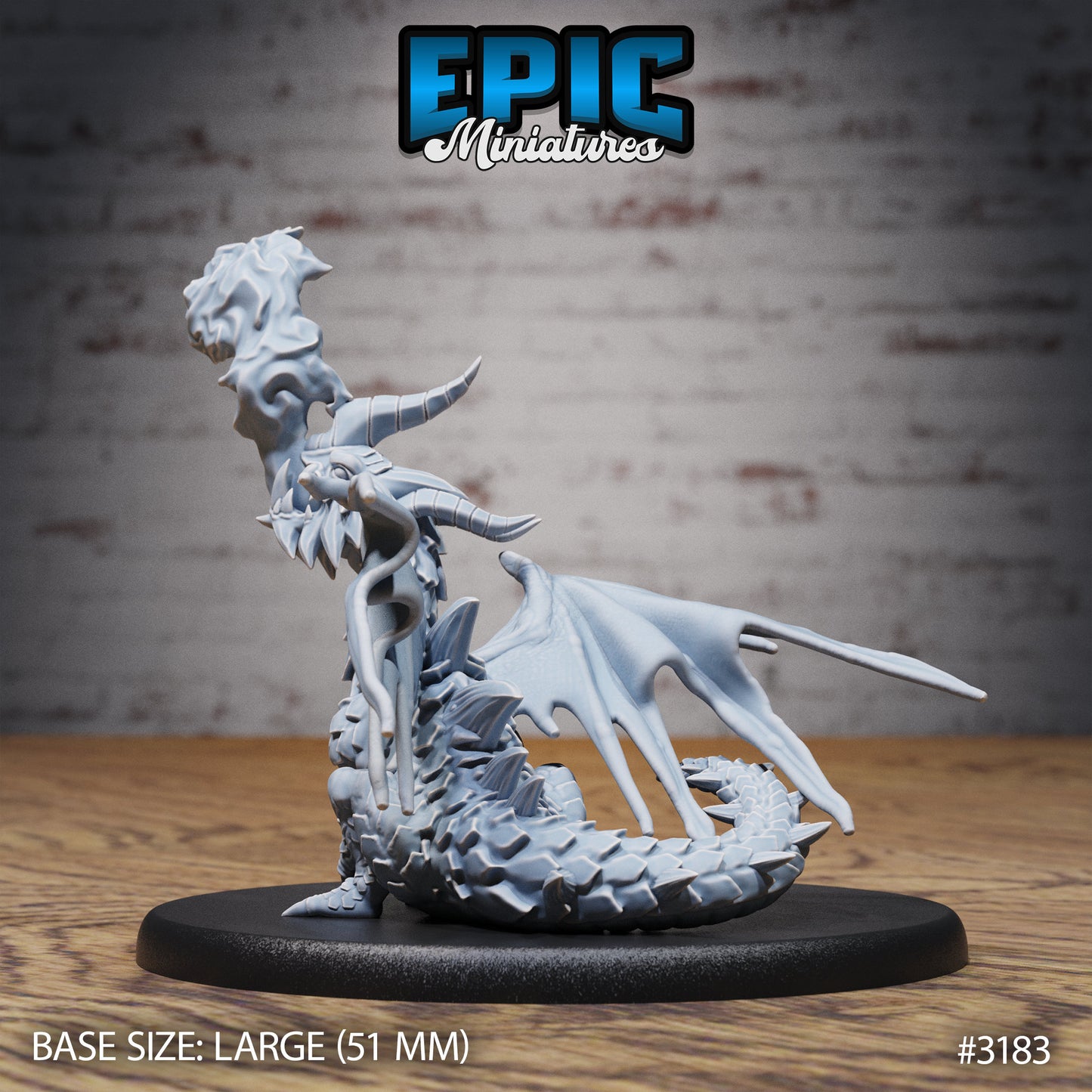 Young Horn Dragon - Epic Miniatures | 28mm | 32mm | PC | Black | Drake | Hatchling