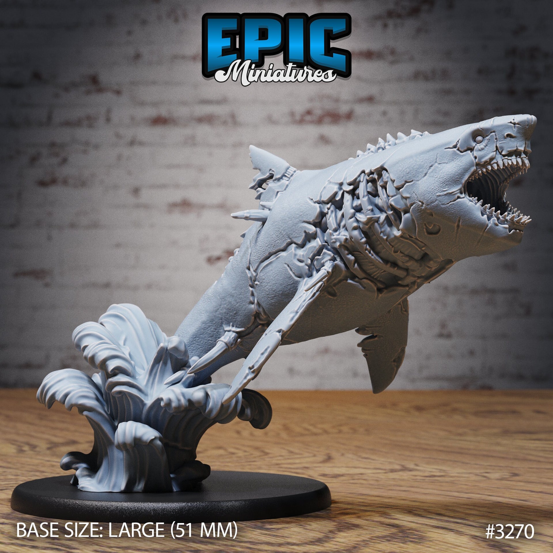 Zombie Shark- Epic Miniatures | 32mm | Pirate Scourge | Prehistoric| Undead | Megalodon