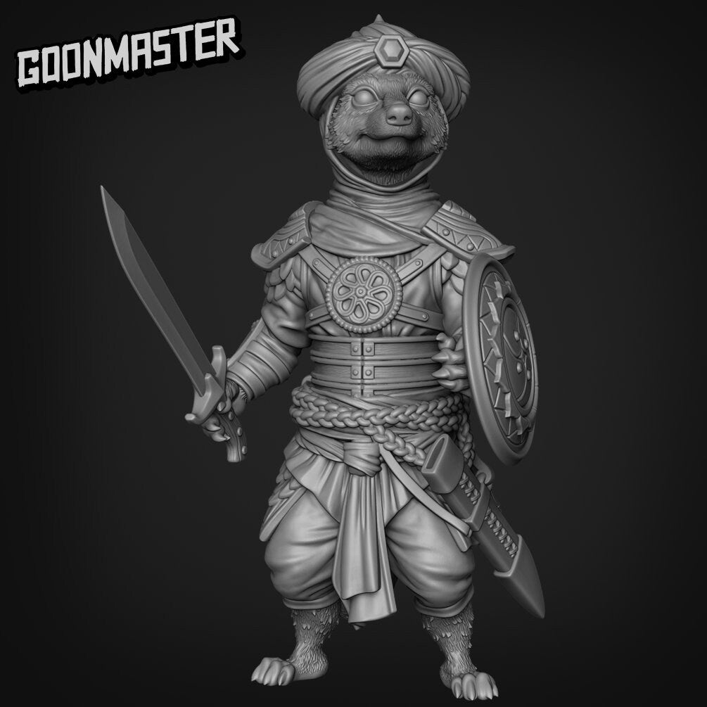 Meerkat Swordsman - Goonmaster | Miniature | Mighty Meerkat | Wargaming | Roleplaying Games | 32mm | Soldier | Mercenary | Warband