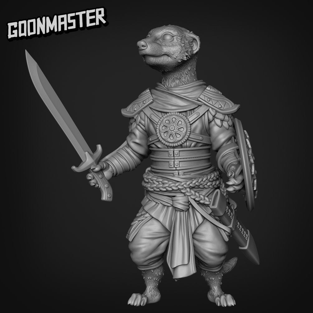 Meerkat Swordsman - Goonmaster | Miniature | Mighty Meerkat | Wargaming | Roleplaying Games | 32mm | Soldier | Mercenary | Warband