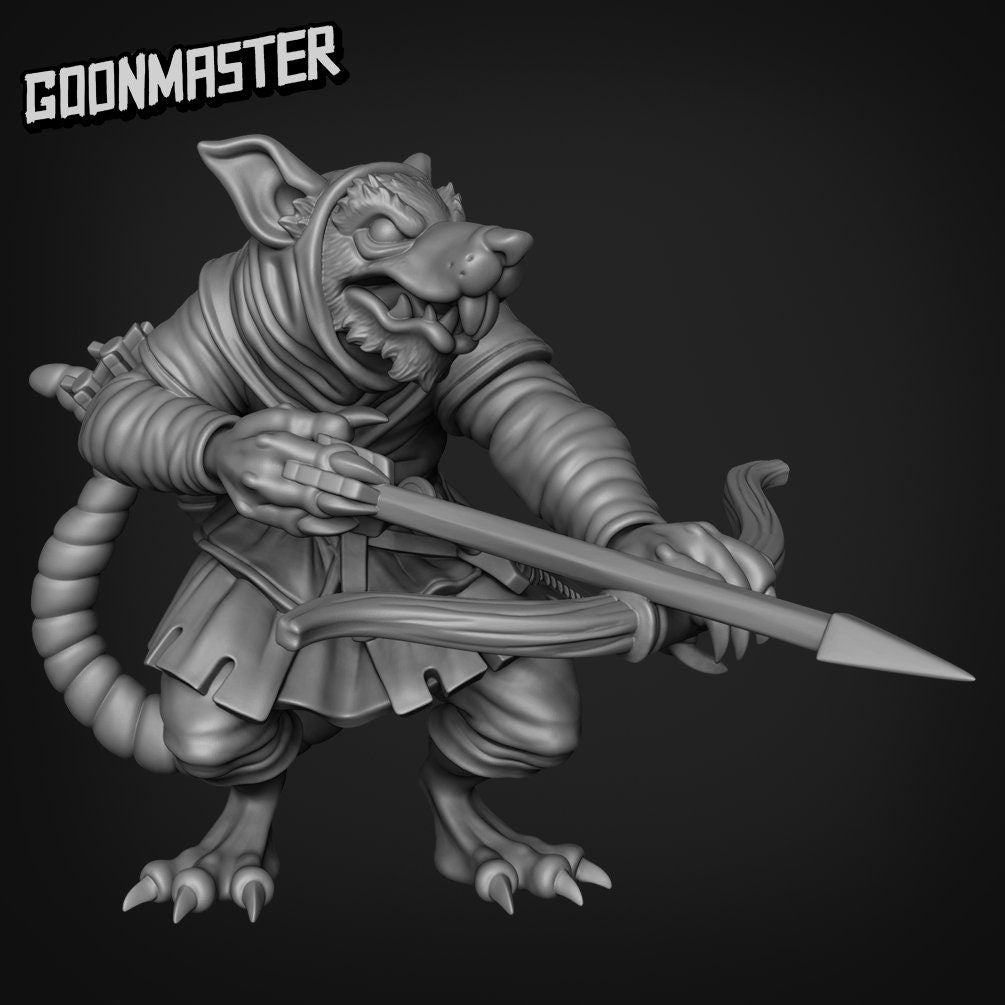 Rat Archer - Goonmaster | Miniature | Mighty Meerkat | Wargaming | Roleplaying Games | 32mm | Soldier | Mercenary | Warband