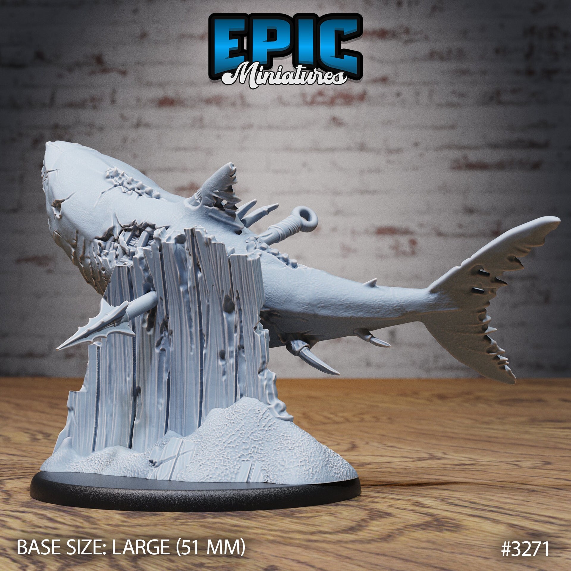 Zombie Shark- Epic Miniatures | 32mm | Pirate Scourge | Prehistoric| Undead | Megalodon