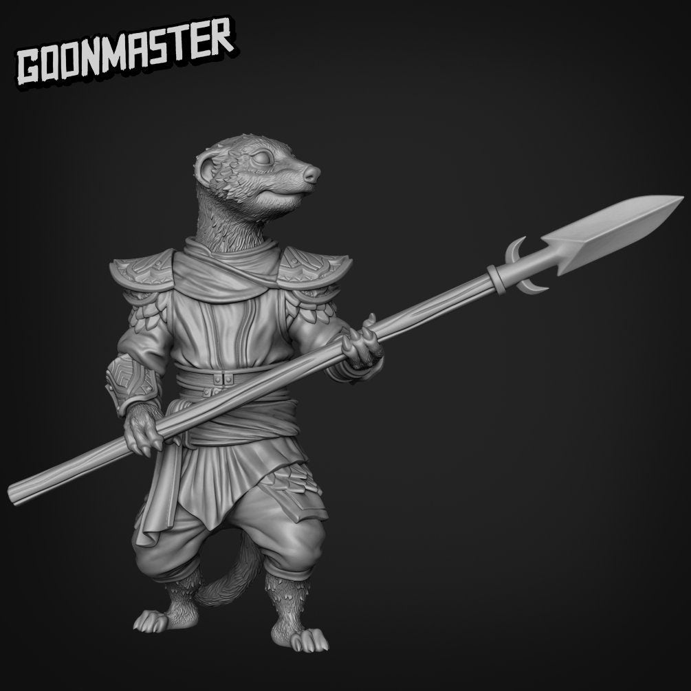 Meerkat Spearman - Goonmaster | Miniature | Mighty Meerkat | Wargaming | Roleplaying Games | 32mm | Soldier | Mercenary | Warband