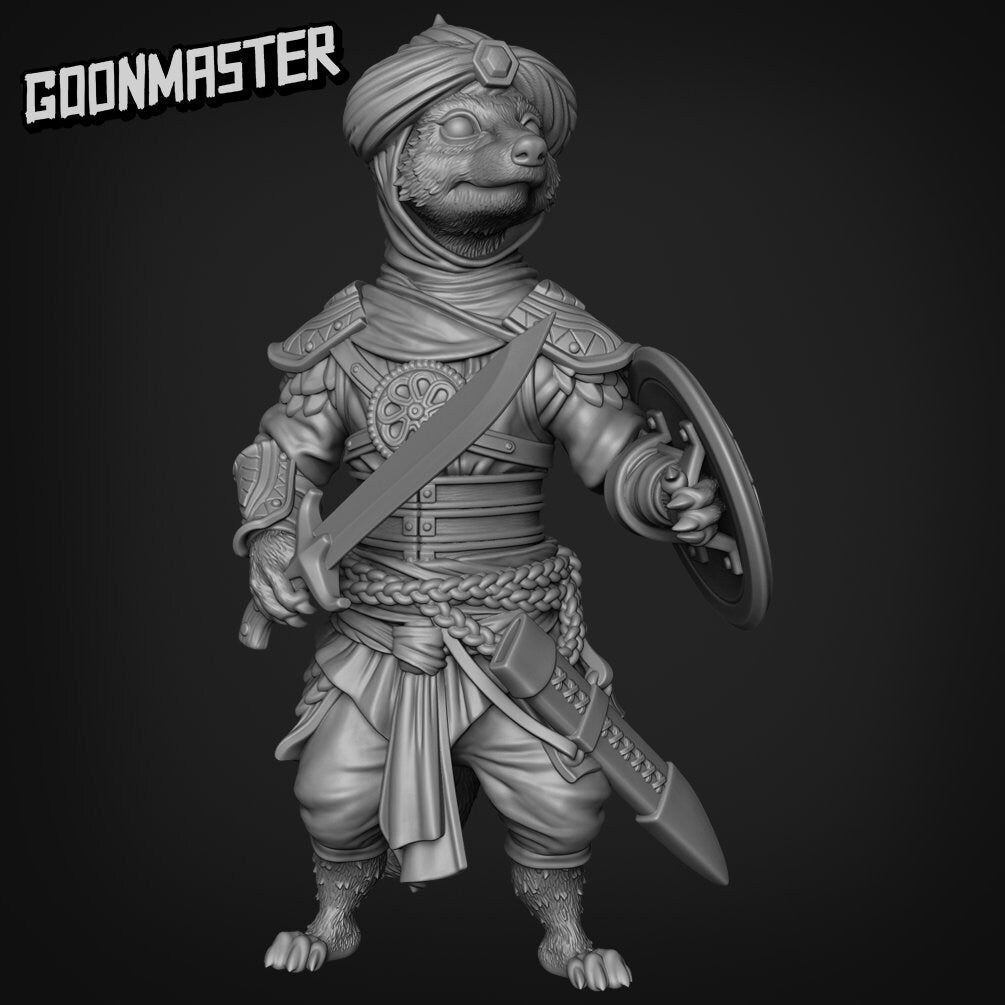 Meerkat Swordsman - Goonmaster | Miniature | Mighty Meerkat | Wargaming | Roleplaying Games | 32mm | Soldier | Mercenary | Warband