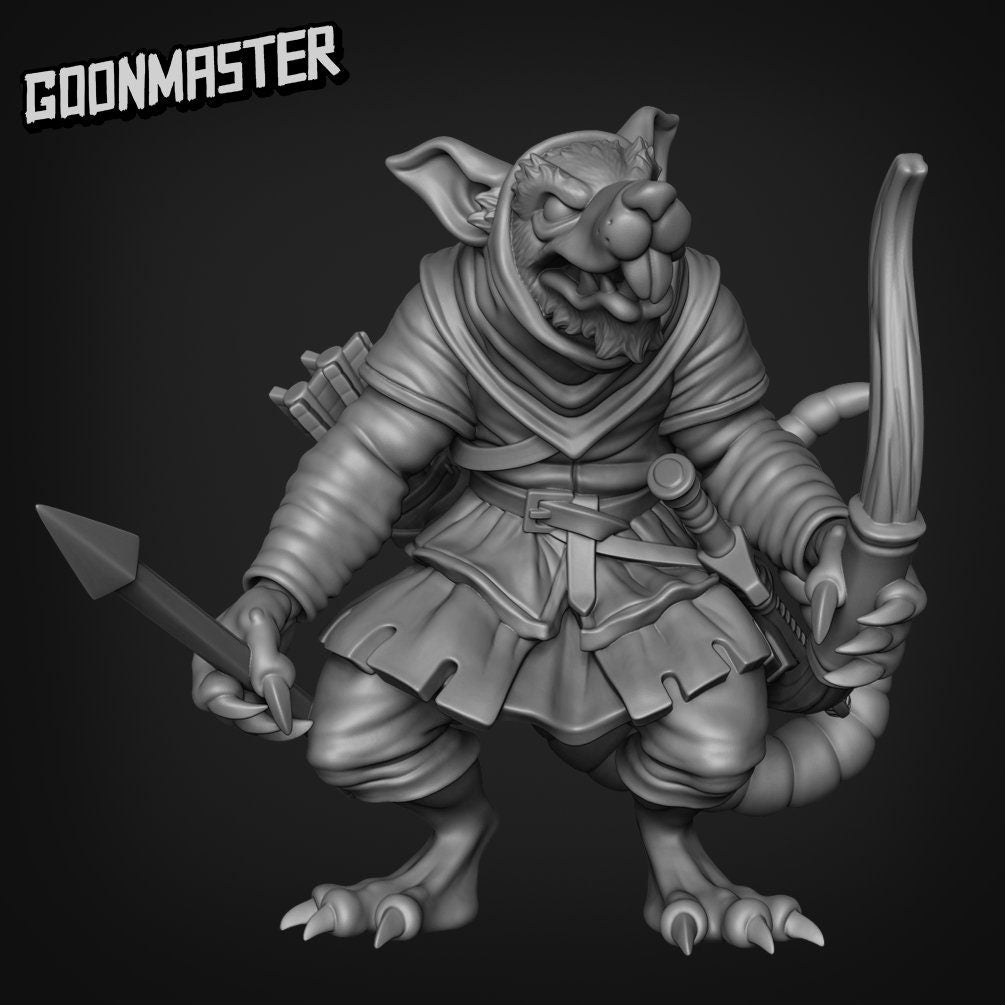 Rat Archer - Goonmaster | Miniature | Mighty Meerkat | Wargaming | Roleplaying Games | 32mm | Soldier | Mercenary | Warband