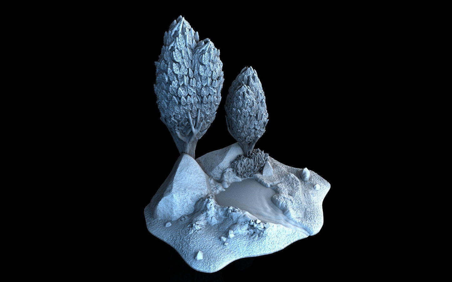 Brook - 3DP4U Medieval Town | Miniature | Wargaming | Roleplaying Games | 32mm | Tree | Hill | Creek | Filament | 3d printed