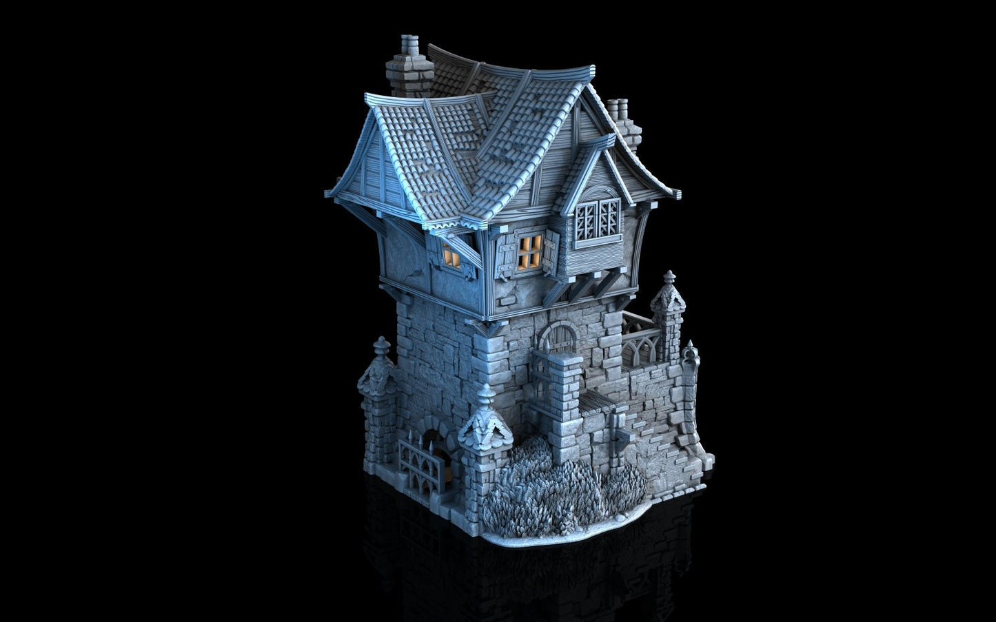 Tombstone Residence - 3DP4U Medieval Town | Miniature | Wargaming | Roleplaying Games | 32mm | House | Playable | Filament | 3d printed