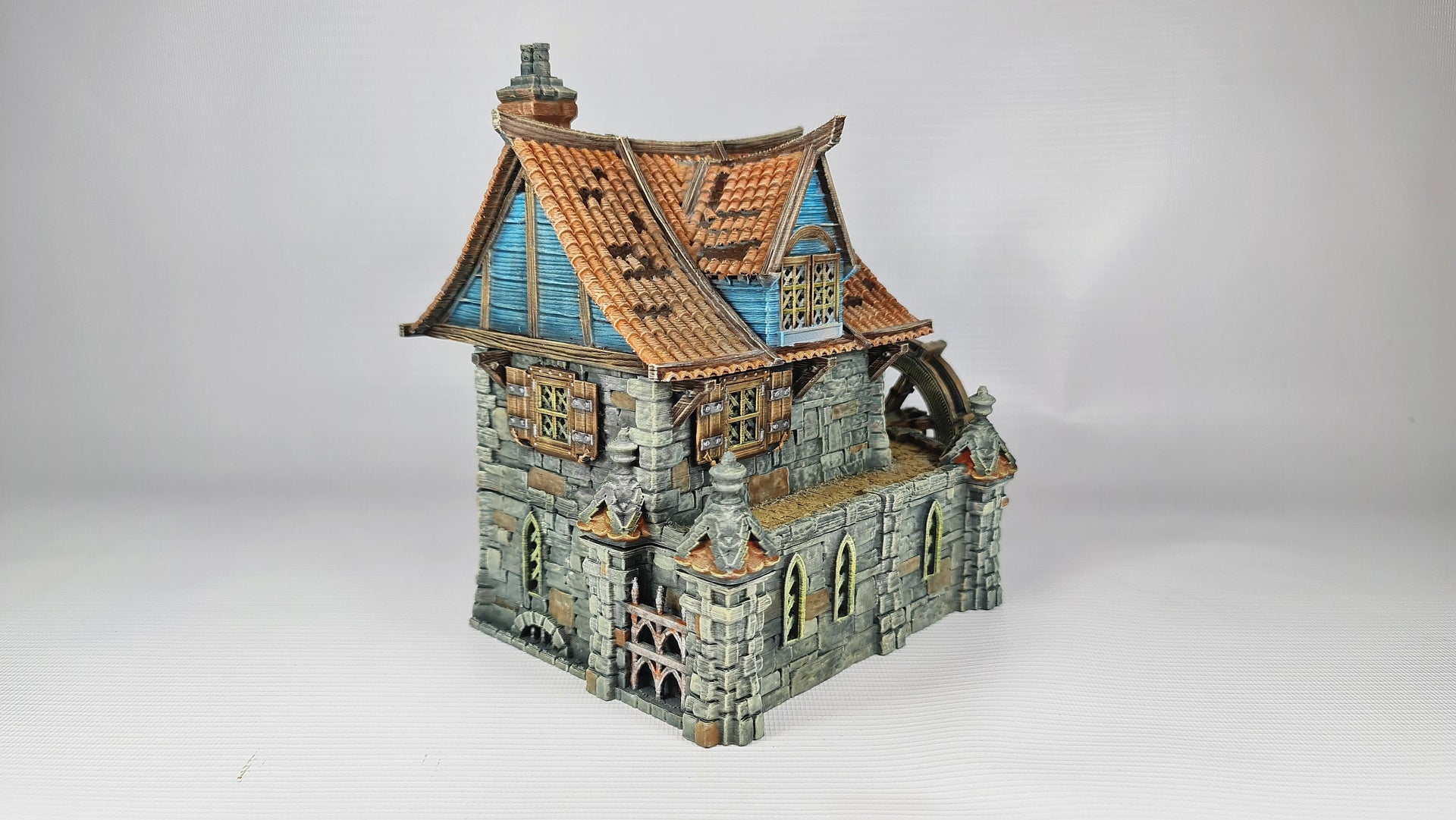 Watermill House - 3DP4U Medieval Town | Miniature | Wargaming | Roleplaying Games | 32mm | Water Wheel | Playable | Filament | 3d printed