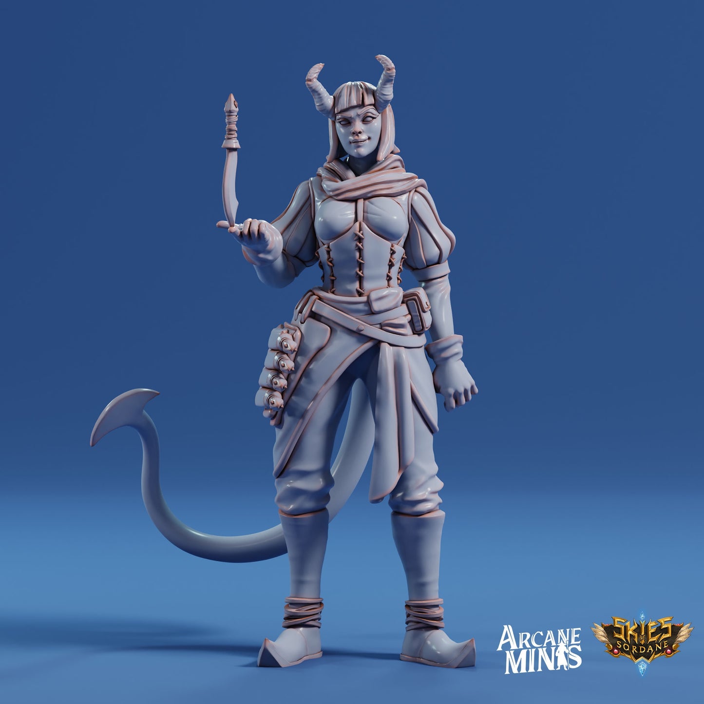Tiefling Knife Jugglerr - Arcane Minis | 32mm | Cirque du Sordane | Performer | Circus | Rogue | Assassin