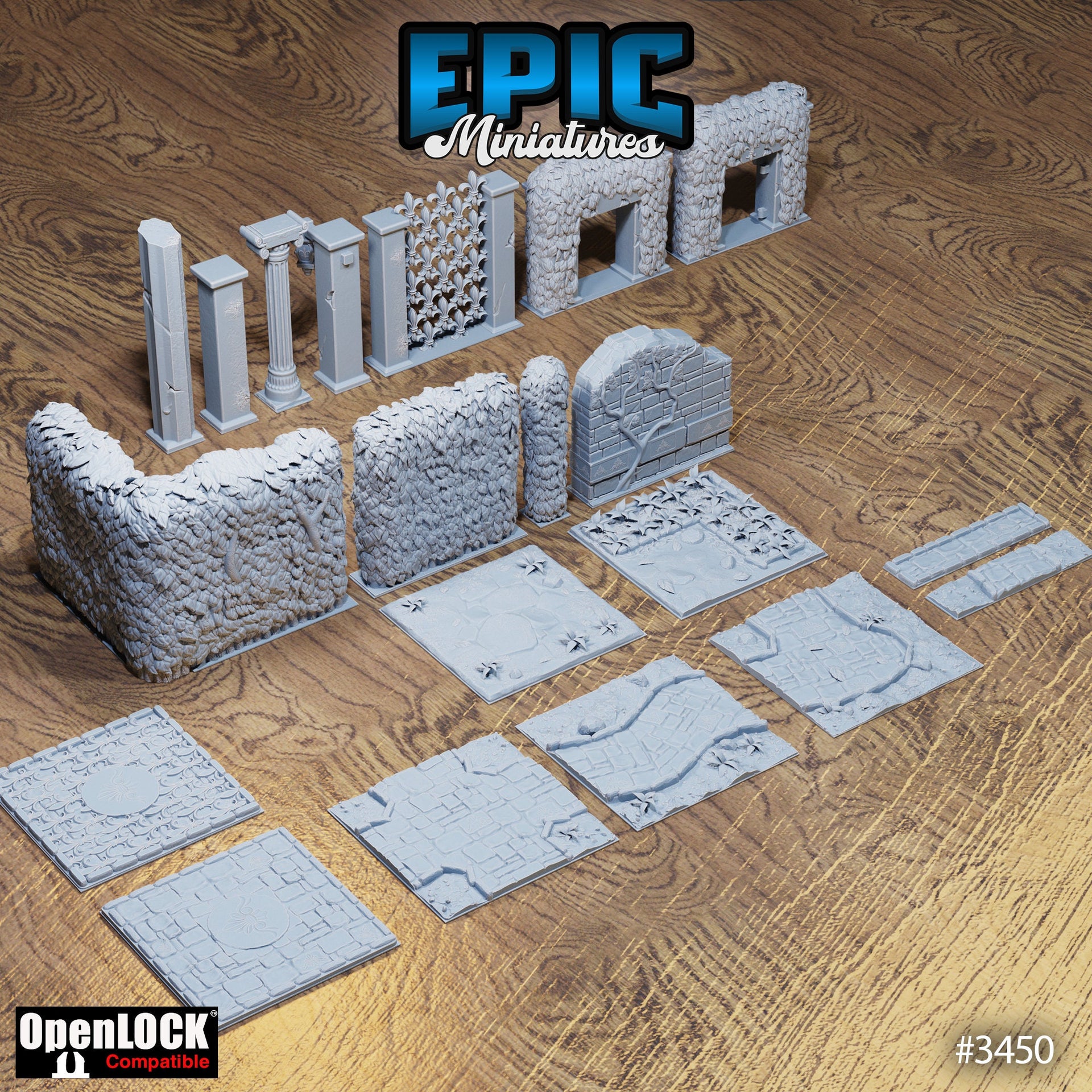 Chivalry Garden Openlock Dungeon Tiles - Epic Miniatures | Ninth Age | 32mm | FDM | Modular | Custom | Hedge Maze