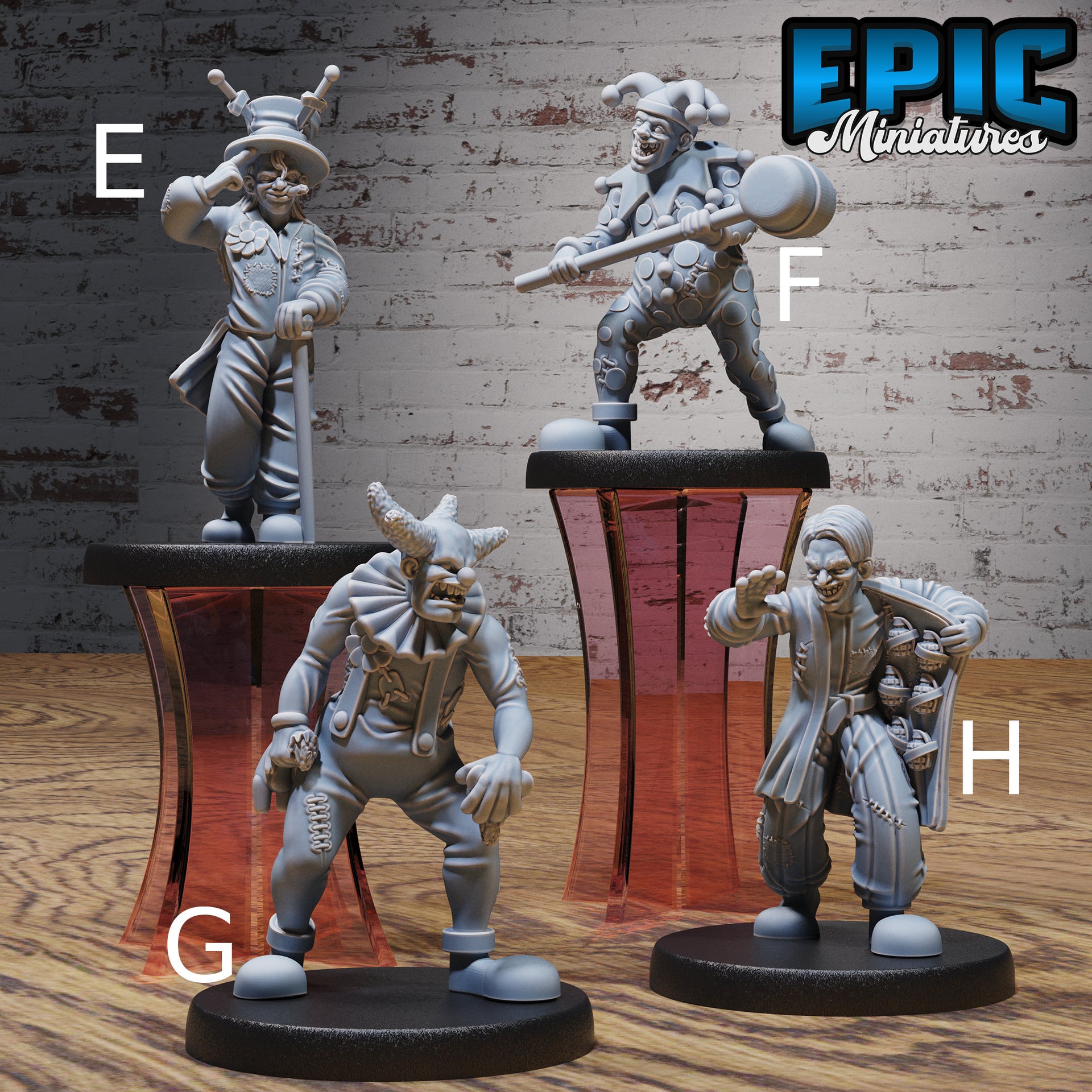 Horror Clown - Epic Miniatures | Ninth Age | 32mm | Nightsky Carnival | Circus | Big Top | Performer | Juggler | Accordion | Hammer
