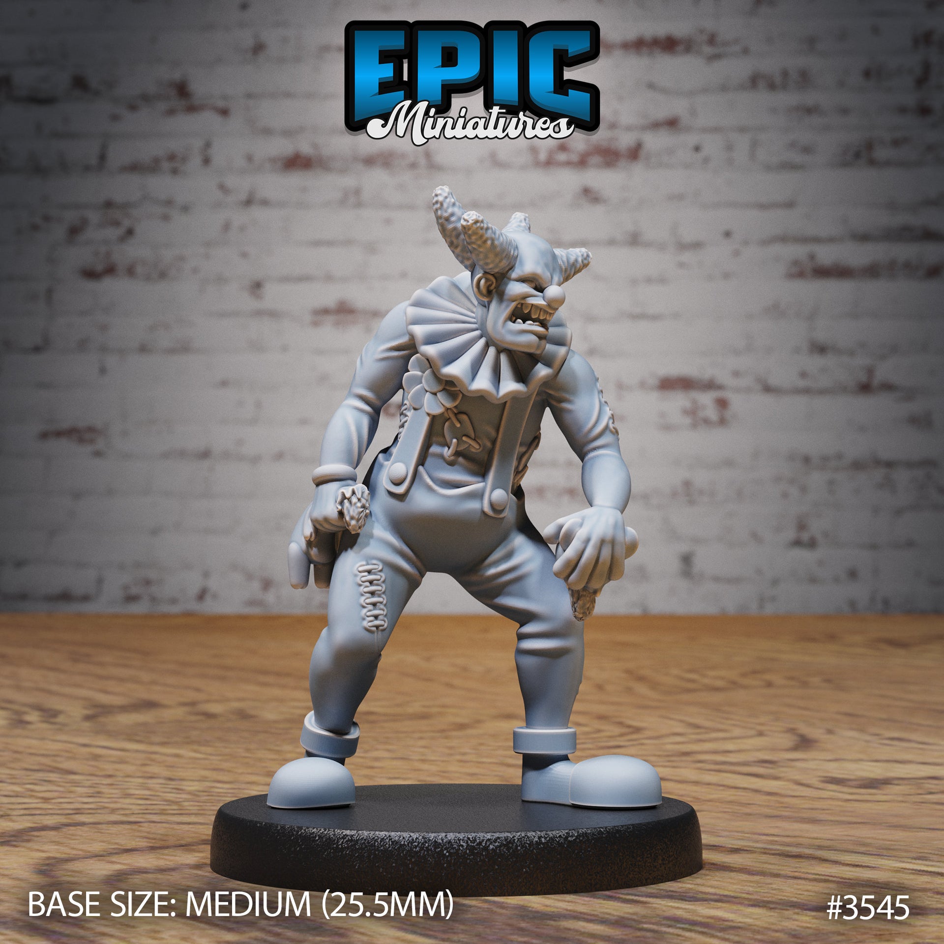 Horror Clown - Epic Miniatures | Ninth Age | 32mm | Nightsky Carnival | Circus | Big Top | Performer | Juggler | Accordion | Hammer